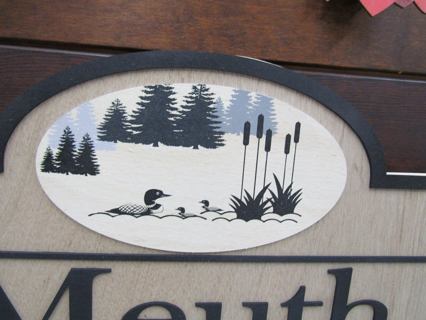 Custom Address Road Sign Private Drive Pond Duck Woodsy Pine Trees 3D Raised Contoured Shape Handmade Driveway Directional Wooden