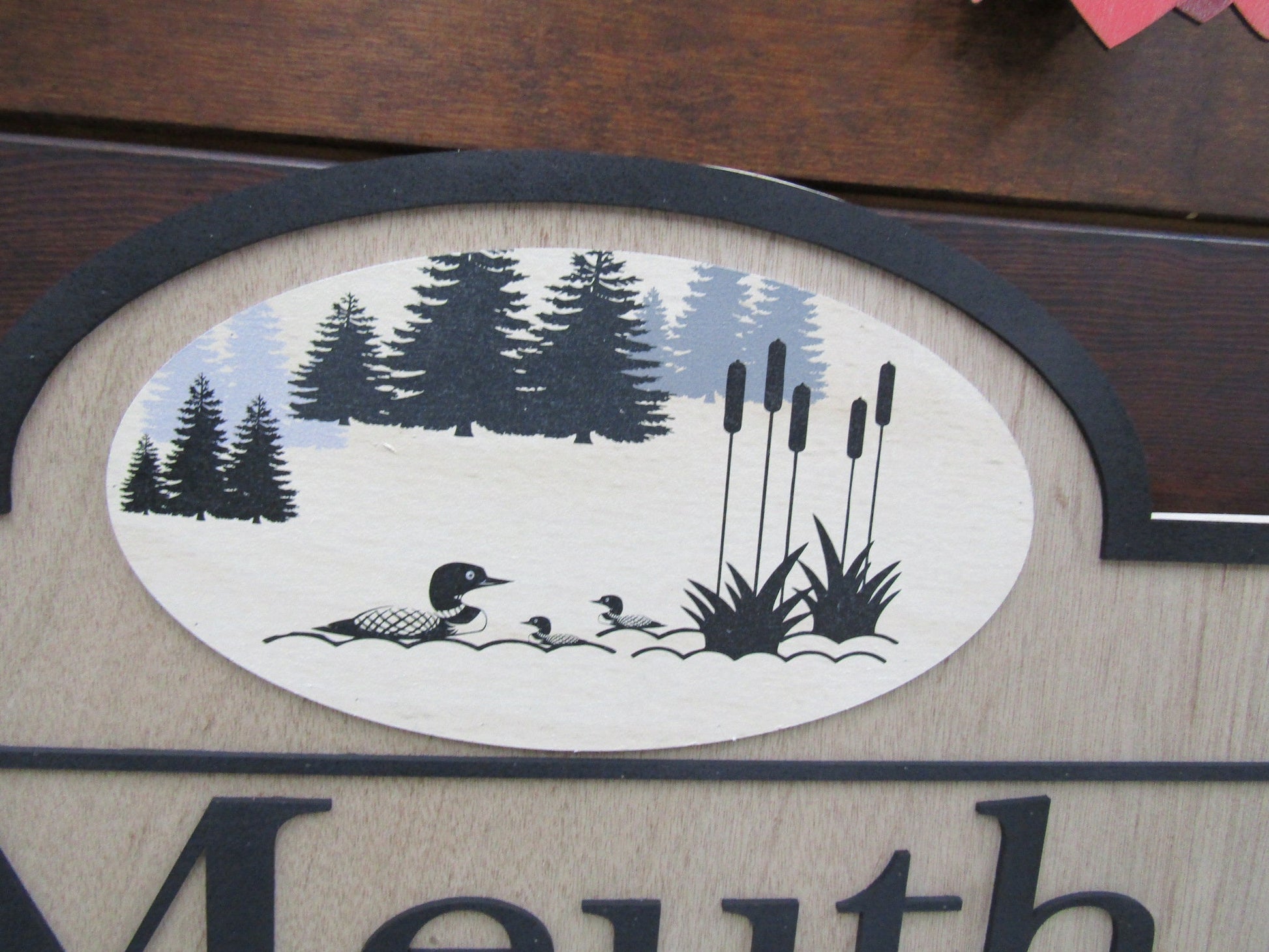 Custom Address Road Sign Private Drive Pond Duck Woodsy Pine Trees 3D Raised Contoured Shape Handmade Driveway Directional Wooden