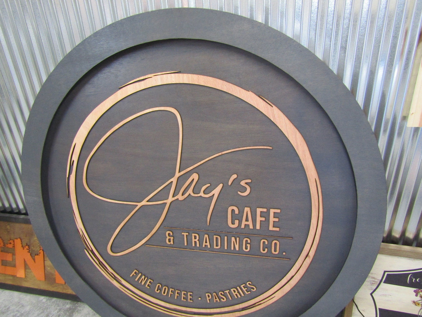 Custom Wooden Cafe Sign Your Logo Commerical Signage Business Store Front Coffee Shop LED Color Changing Remote Handmade Hanging Sign