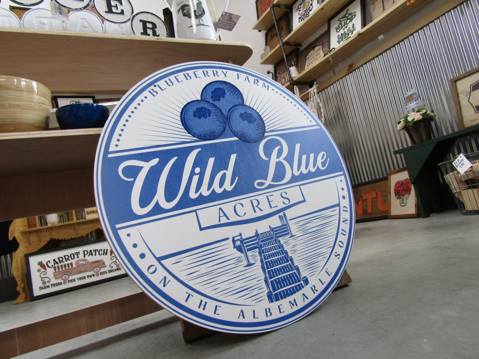 Small Business Sign Logo Blueberry Farm UPICK Acres Commerical signage Business UV Wooden Sign Detailed Sign Fruit Orchard Market