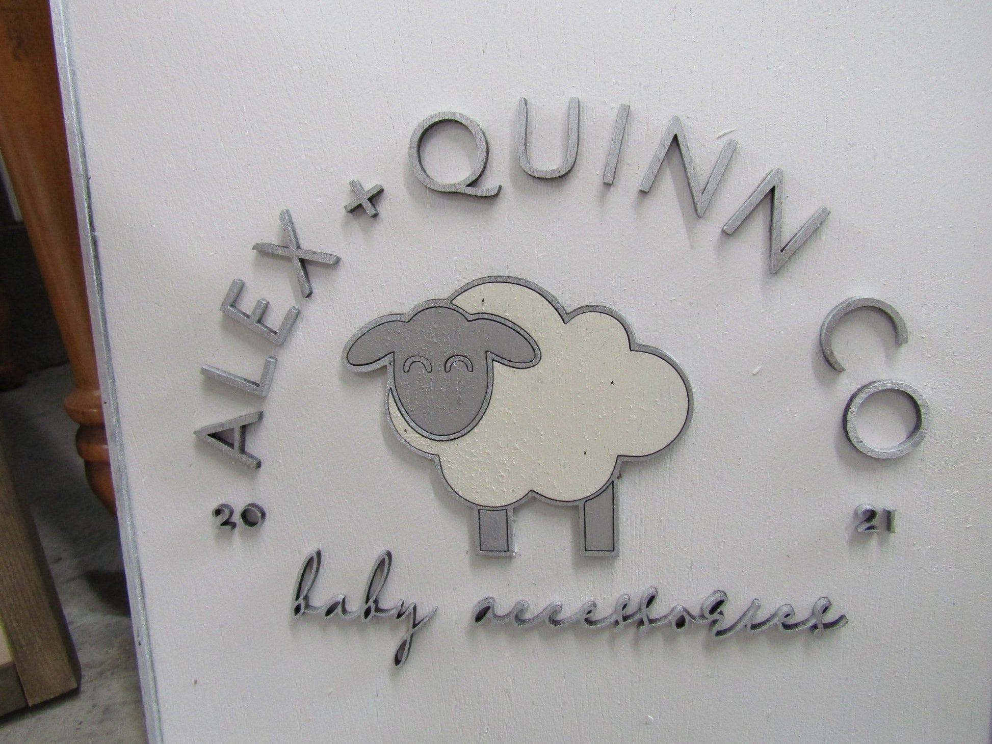 Custom Sign Square Business Commerical Signage Company Baby Lamb Sheep 3D Made to Order Co Store Front Small Shop Logo Wooden Handmade