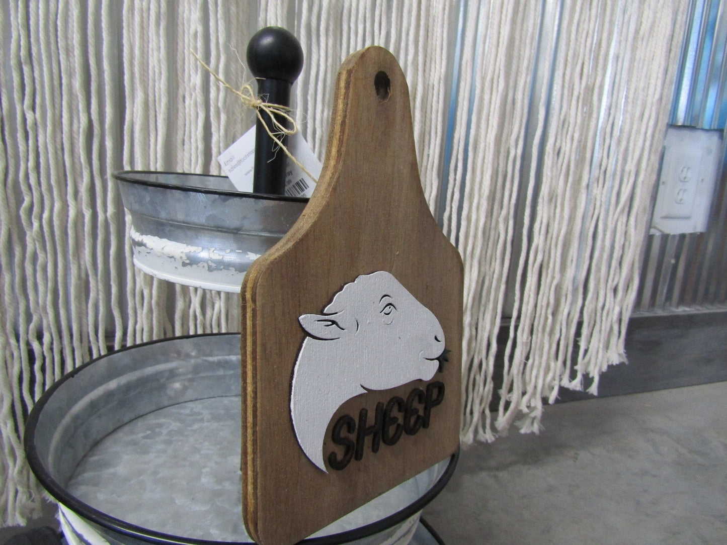 Sheep Farm Animal Wooden Ear Tag Teir Tray Decor Farmhouse Decor Wood Small Rustic Country Style Decoration Livestock Kitchen