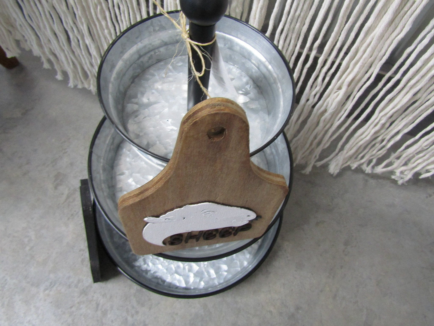 Sheep Farm Animal Wooden Ear Tag Teir Tray Decor Farmhouse Decor Wood Small Rustic Country Style Decoration Livestock Kitchen