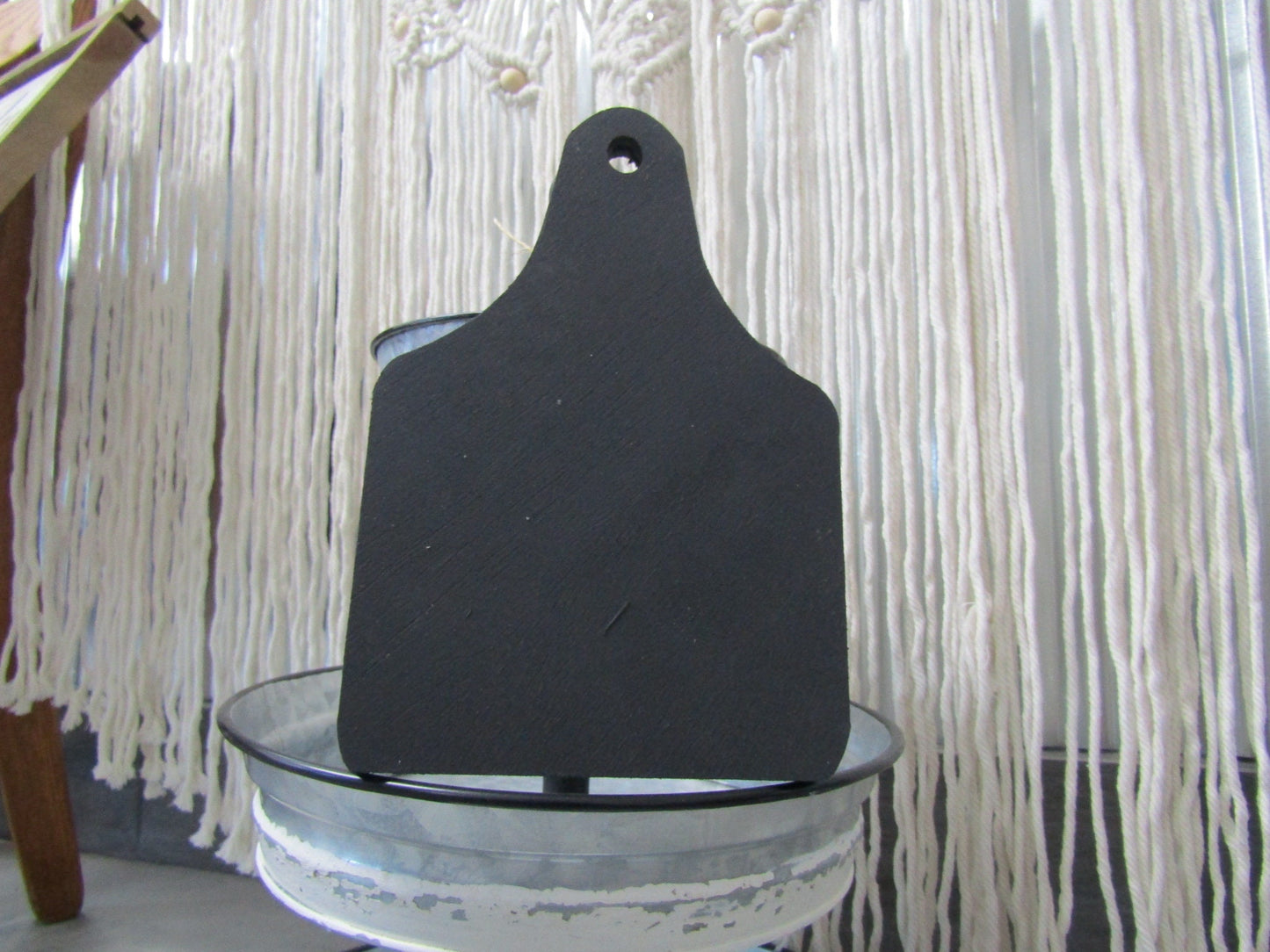 Farm Animal Wooden Ear Tag Teir Tray Decor Farmhouse Decor Blank Painted Black Board Small Rustic Country Style Decoration Livestock Kitchen