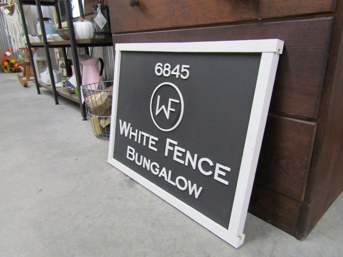 Custom Wood Sign Business Signage Bungalow Black and White Rectangle 3D Large Custom Signage Indoor Outdoor Small Business Logo Laser Cut