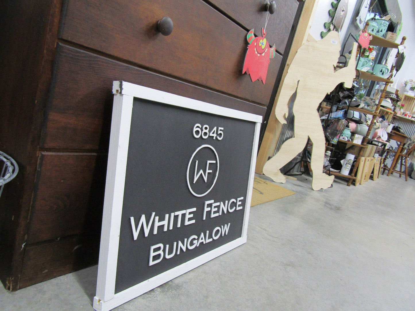 Custom Wood Sign Business Signage Bungalow Black and White Rectangle 3D Large Custom Signage Indoor Outdoor Small Business Logo Laser Cut