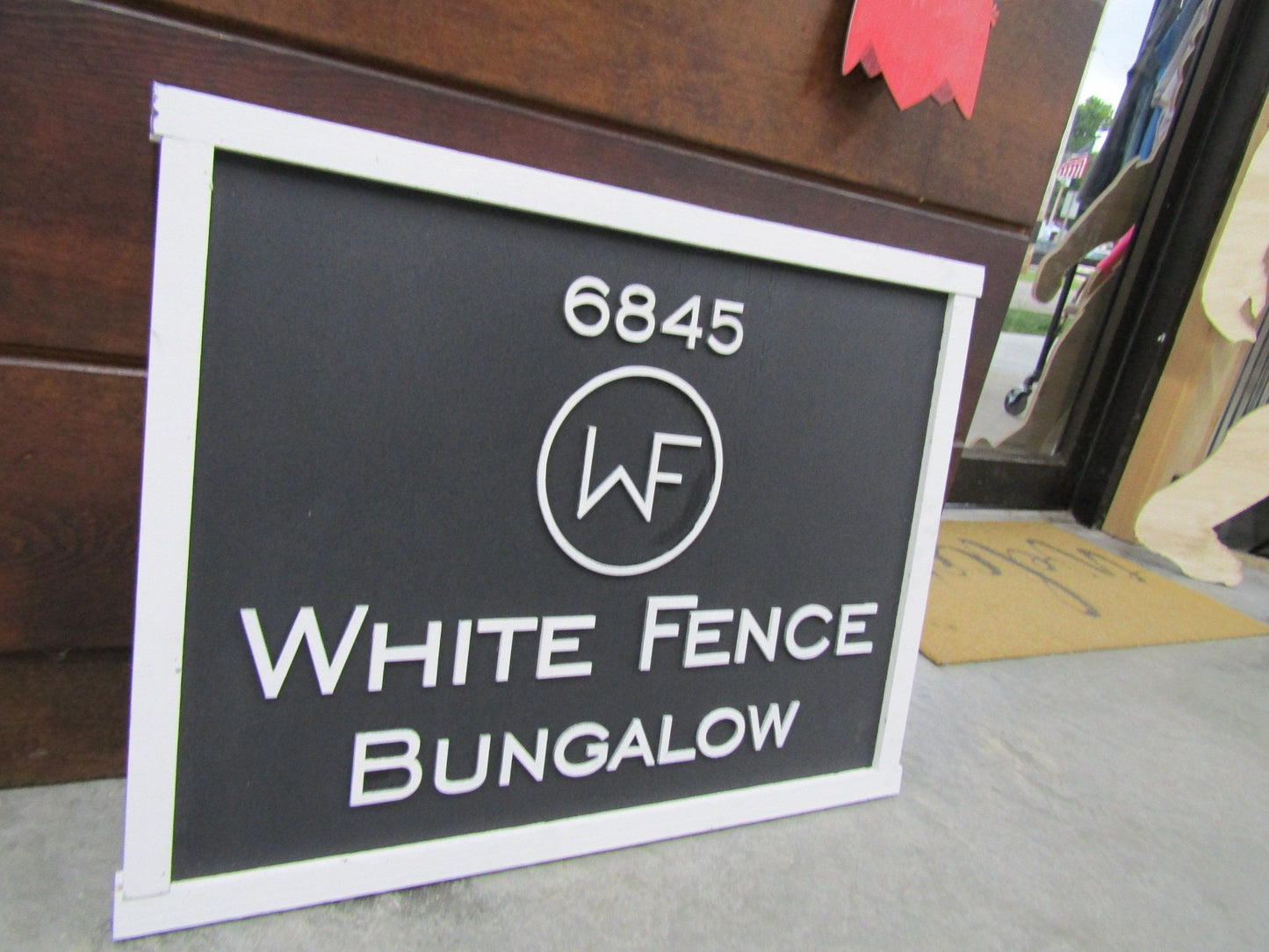 Custom Wood Sign Business Signage Bungalow Black and White Rectangle 3D Large Custom Signage Indoor Outdoor Small Business Logo Laser Cut