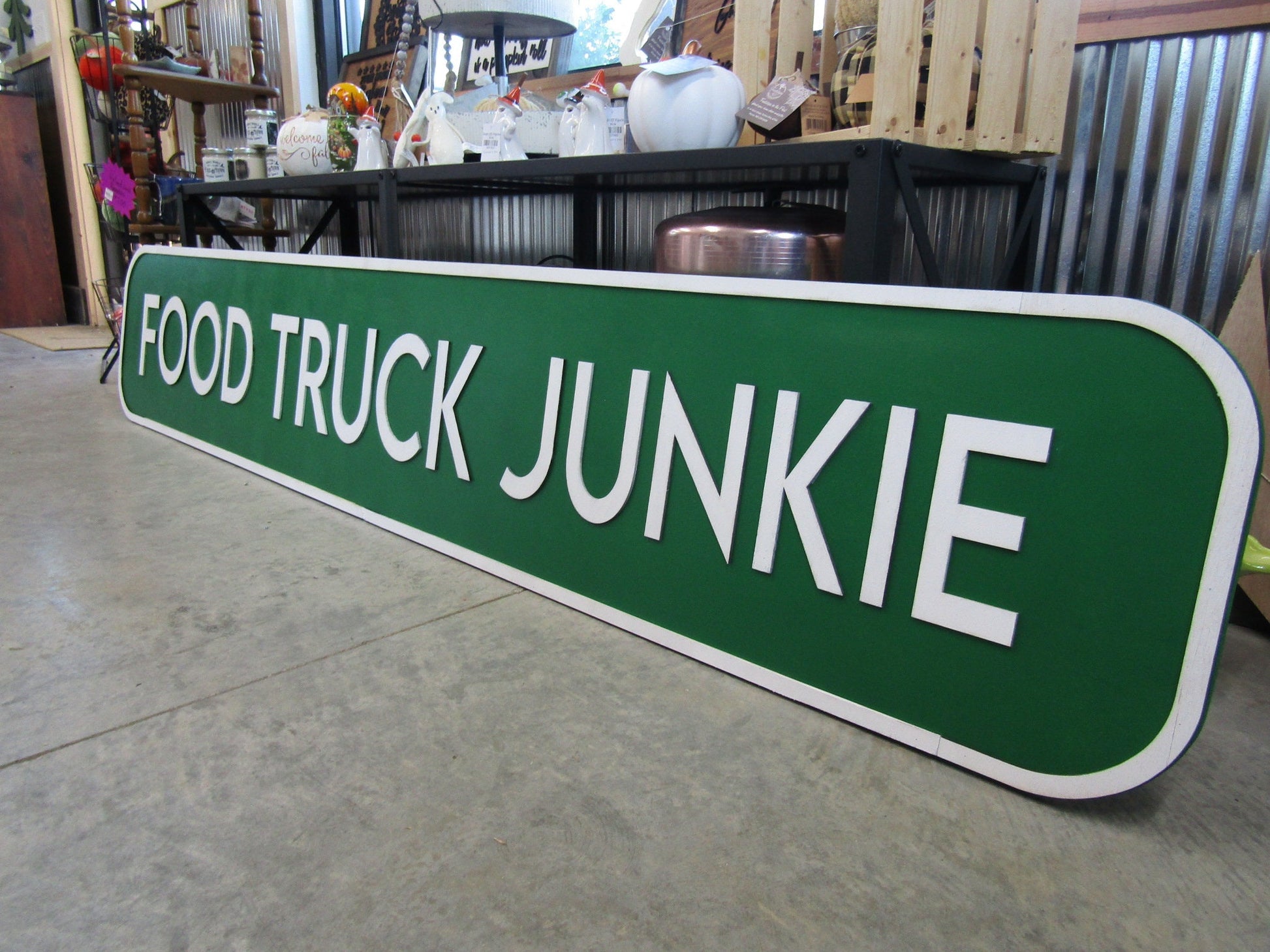 Custom Wood Handmade Sign Food Truck Signage Commerical Food Handmade Green Personalized Grill Outdoor Eating Festival On The Go 3D Large