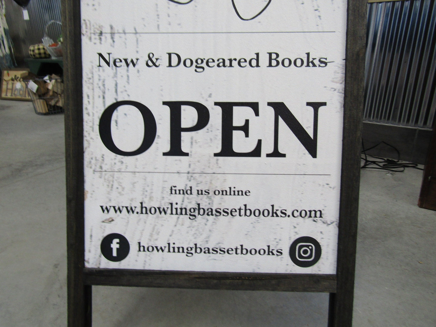 Custom Book Store Front Sign A frame Dog Basset Hound Freestanding Logo Personalized Business Commerical Signage Foldable Wooden Outdoor