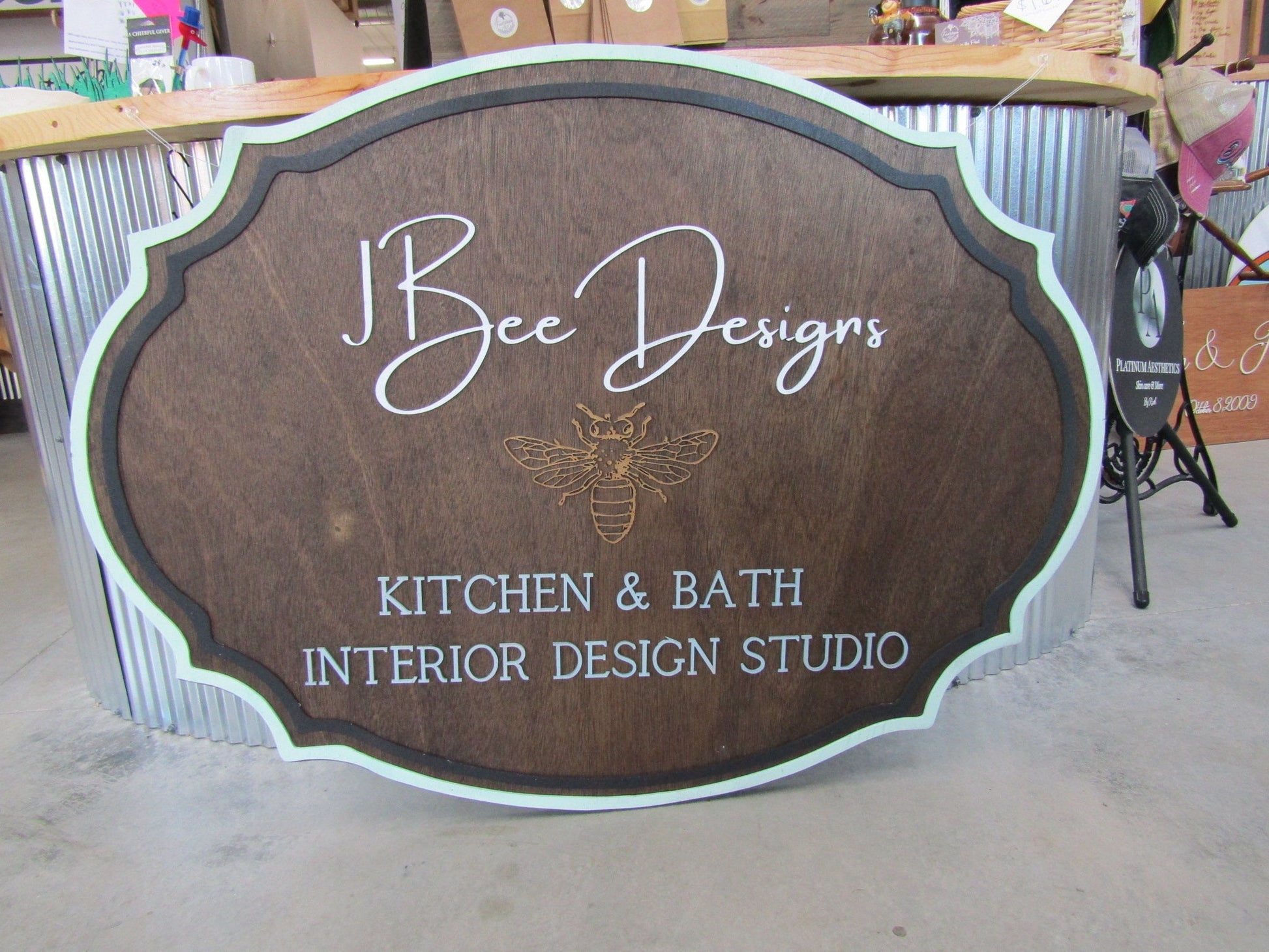 Custom Interior Design Wood Sign Commerical Signage Kitchen and Bath Business Outdoor Entrance Sign Personalized Large Handmade Logo Oval