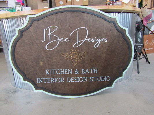 Custom Interior Design Wood Sign Commerical Signage Kitchen and Bath Business Outdoor Entrance Sign Personalized Large Handmade Logo Oval
