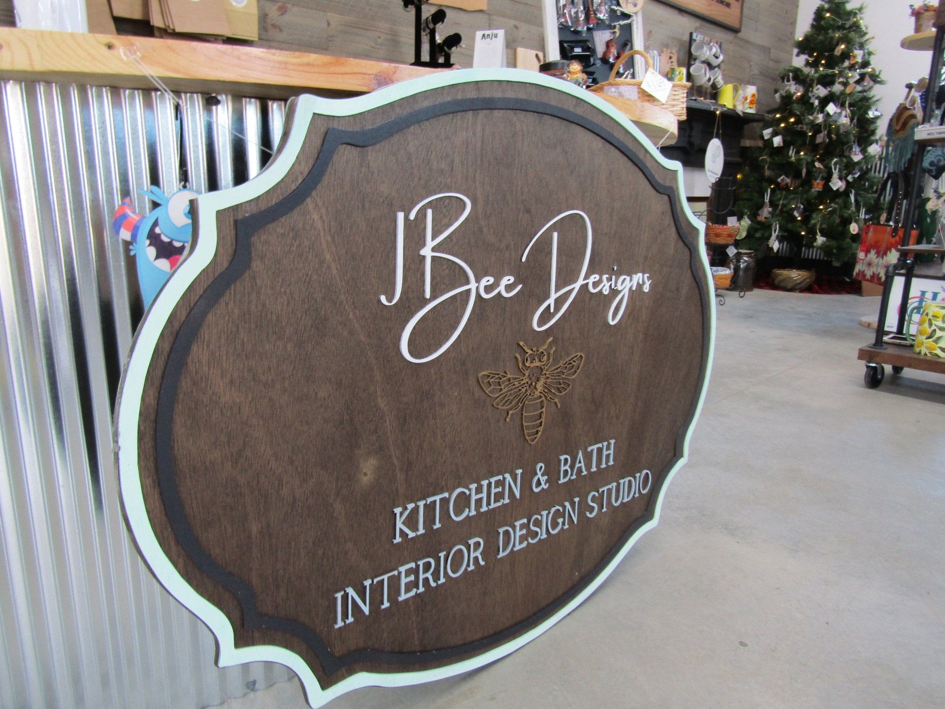 Custom Interior Design Wood Sign Commerical Signage Kitchen and Bath Business Outdoor Entrance Sign Personalized Large Handmade Logo Oval