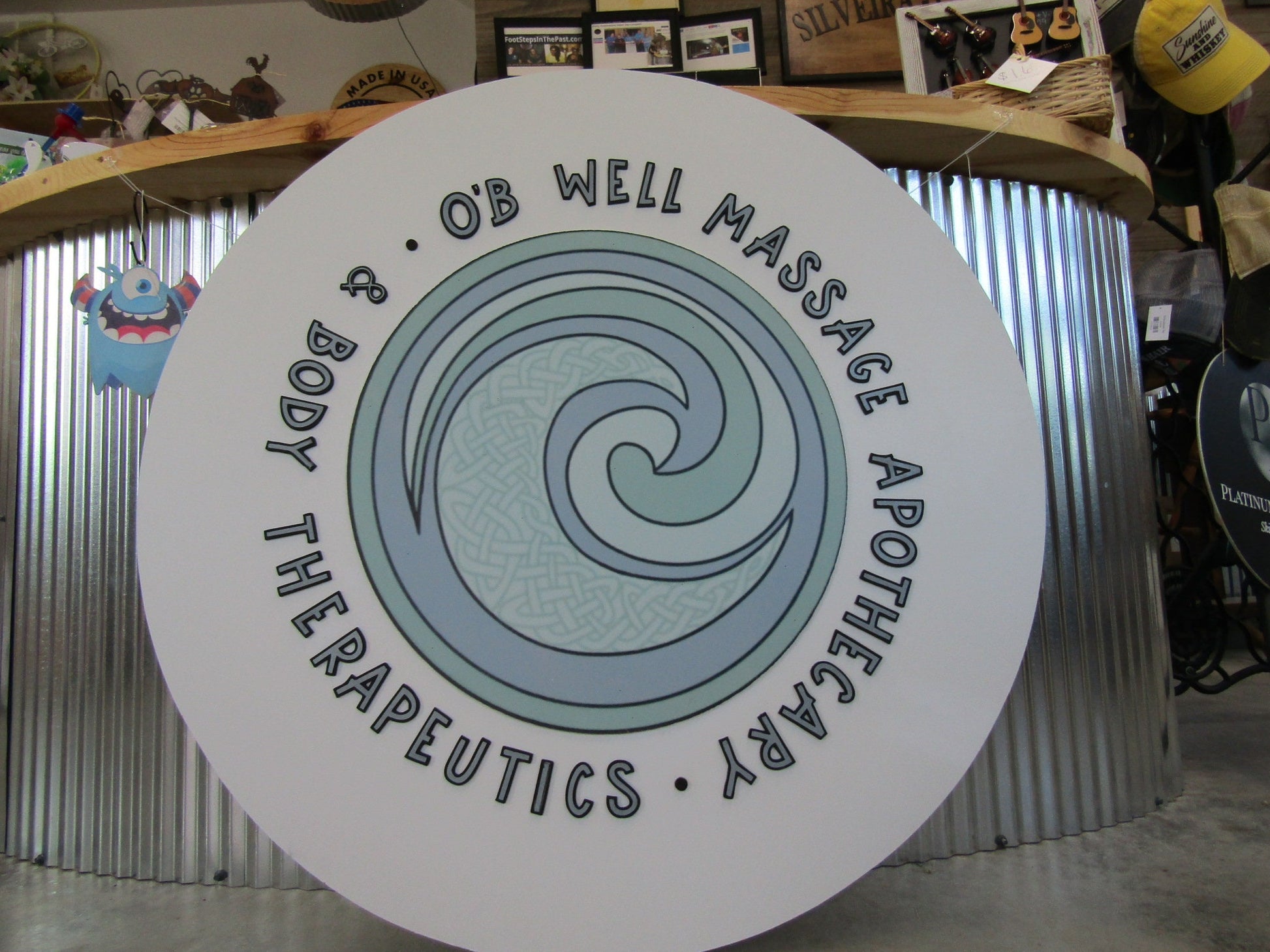 Custom Sign Wood Massage Apothecary Therapy Office Your Logo Handmade 3D Signage Round Circle Health Care Commercial Business Professional