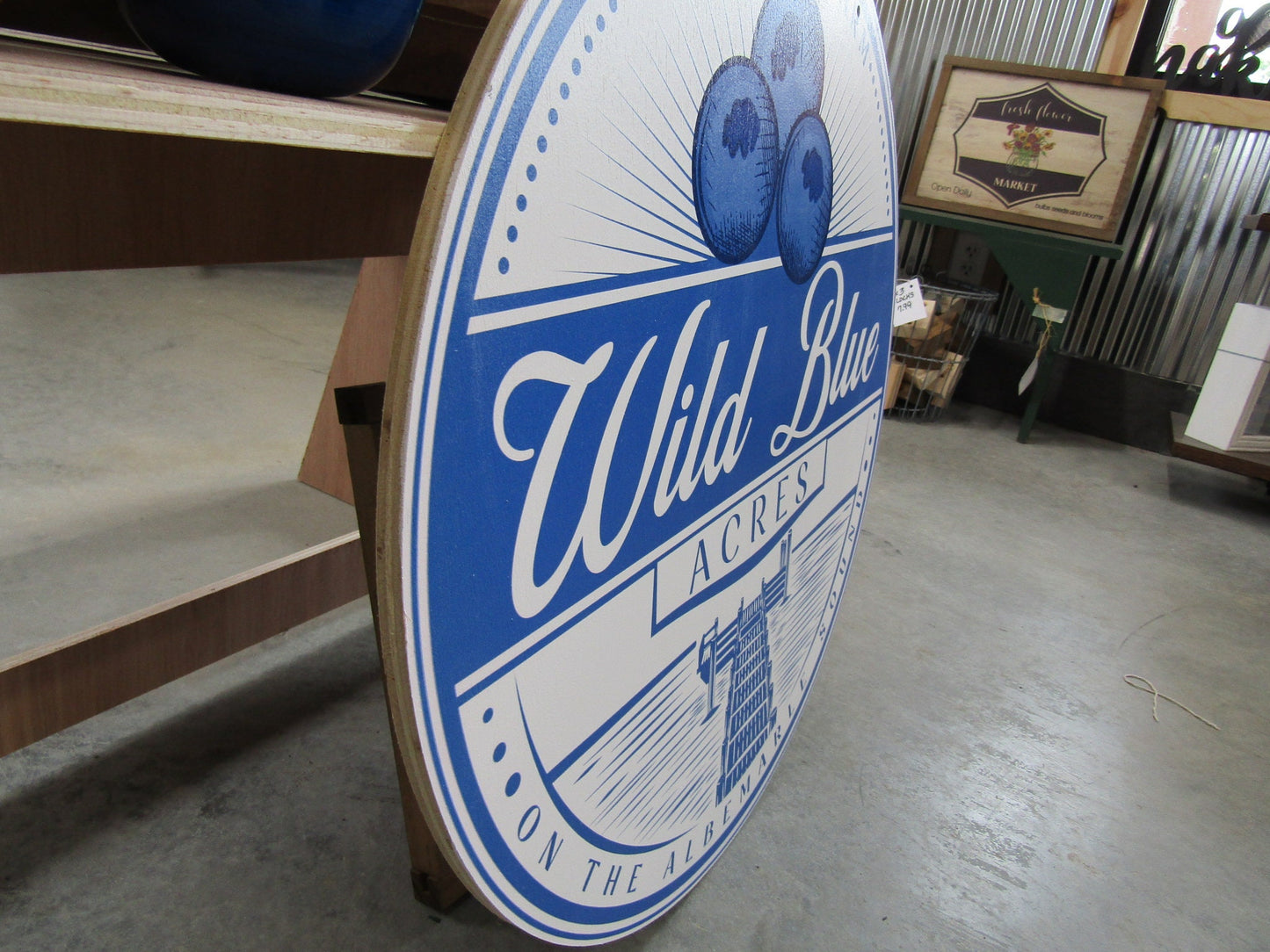 Small Business Sign Logo Blueberry Farm UPICK Acres Commerical signage Business UV Wooden Sign Detailed Sign Fruit Orchard Market