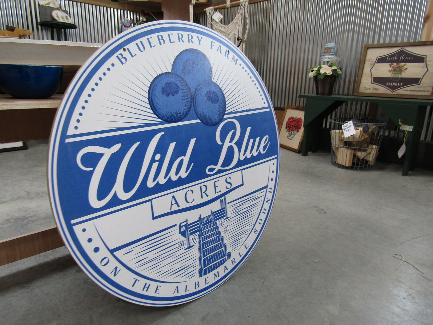 Small Business Sign Logo Blueberry Farm UPICK Acres Commerical signage Business UV Wooden Sign Detailed Sign Fruit Orchard Market