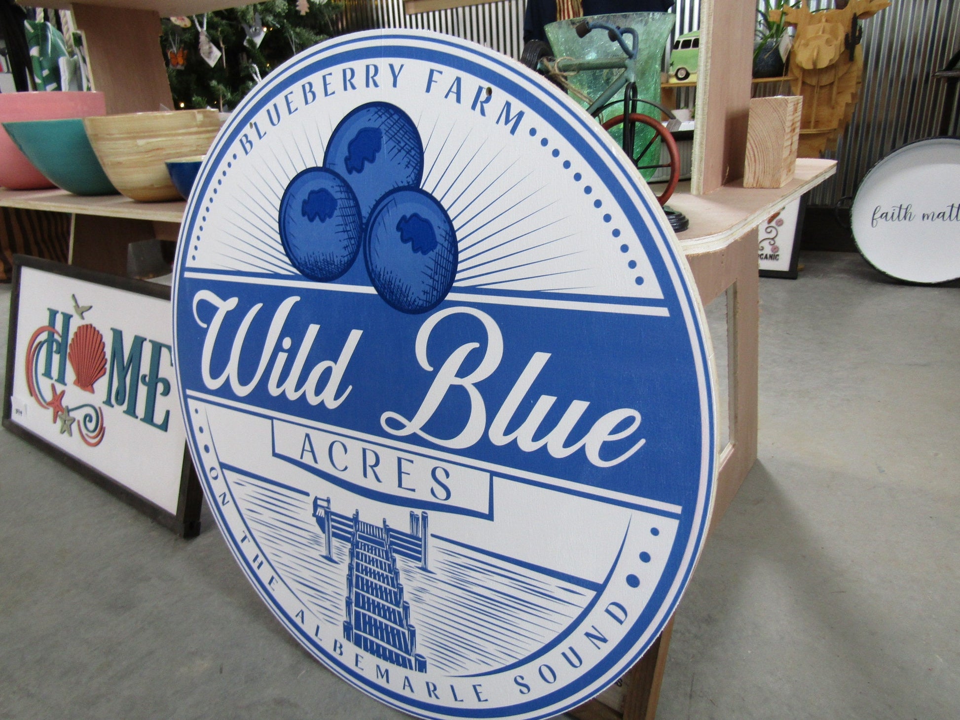 Small Business Sign Logo Blueberry Farm UPICK Acres Commerical signage Business UV Wooden Sign Detailed Sign Fruit Orchard Market