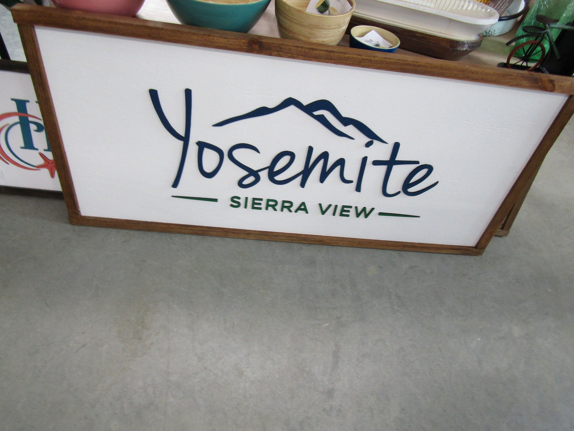 Large Custom Wood Business Sign Mountain Range Yosemite Country Club Signage Framed Raised Letters 3D Your Logo Personalized Made to Order