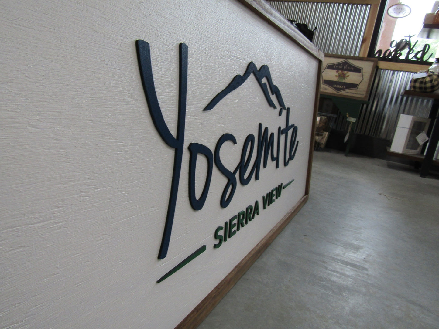 Large Custom Wood Business Sign Mountain Range Yosemite Country Club Signage Framed Raised Letters 3D Your Logo Personalized Made to Order