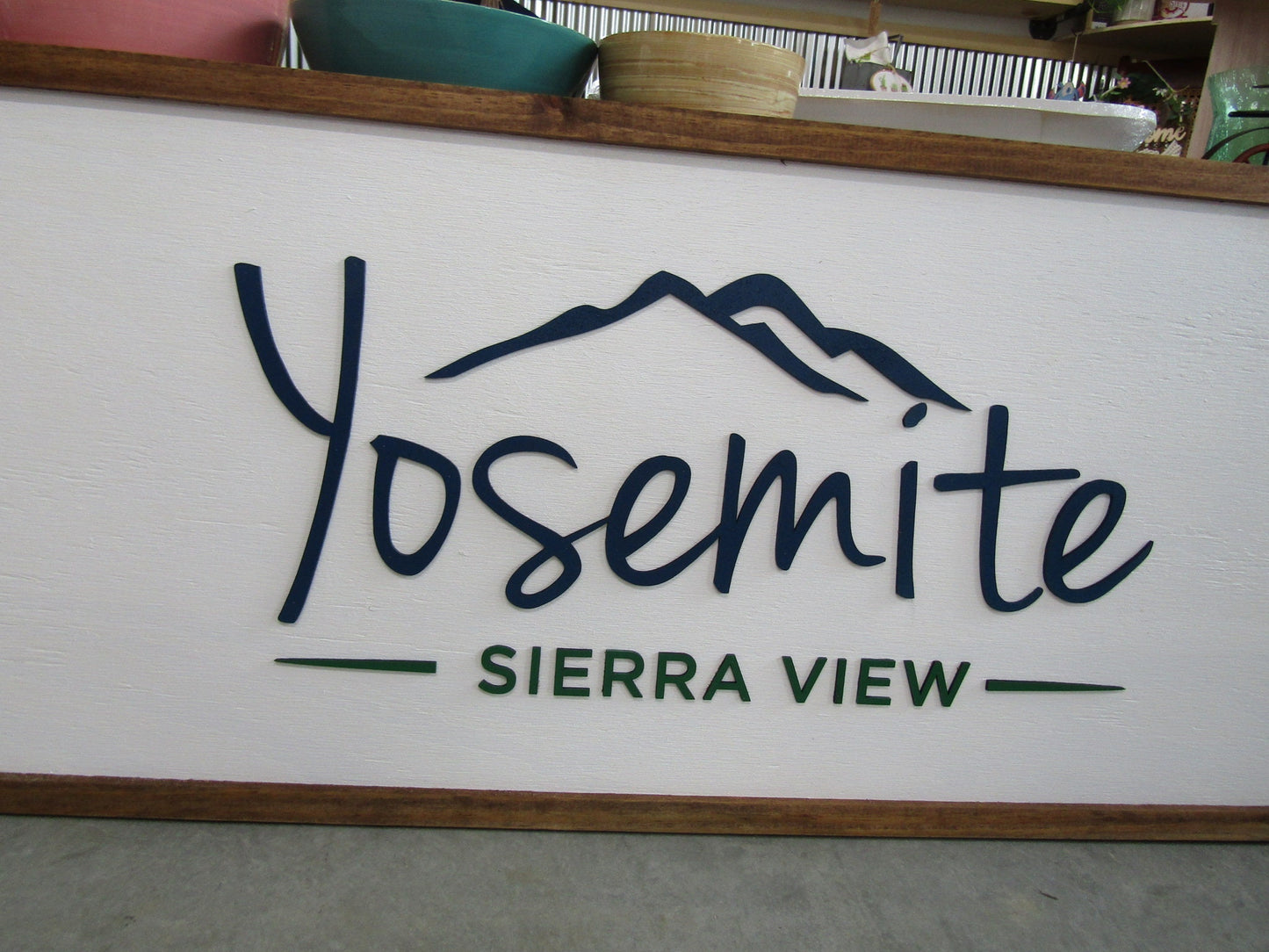 Large Custom Wood Business Sign Mountain Range Yosemite Country Club Signage Framed Raised Letters 3D Your Logo Personalized Made to Order