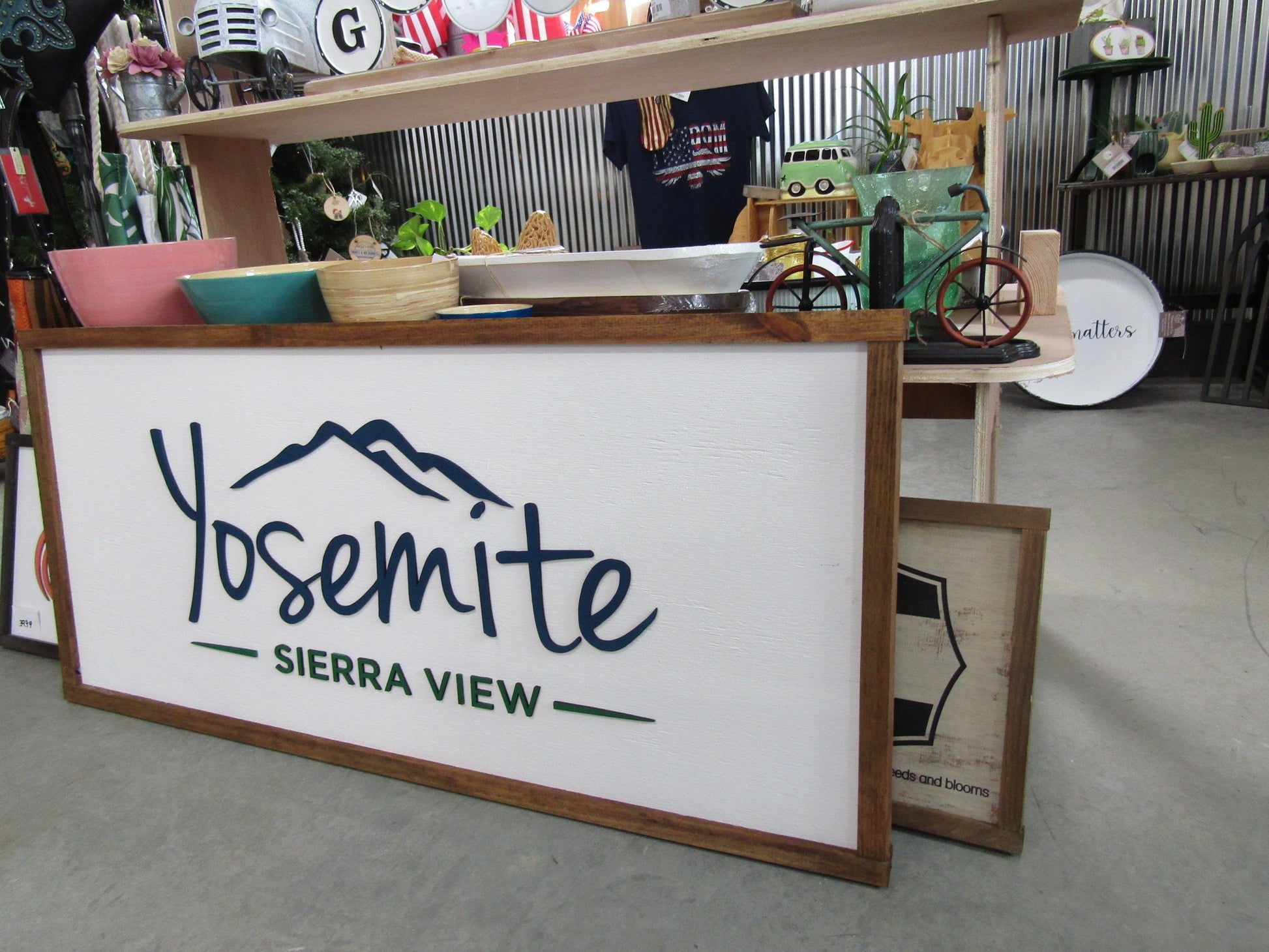 Large Custom Wood Business Sign Mountain Range Yosemite Country Club Signage Framed Raised Letters 3D Your Logo Personalized Made to Order