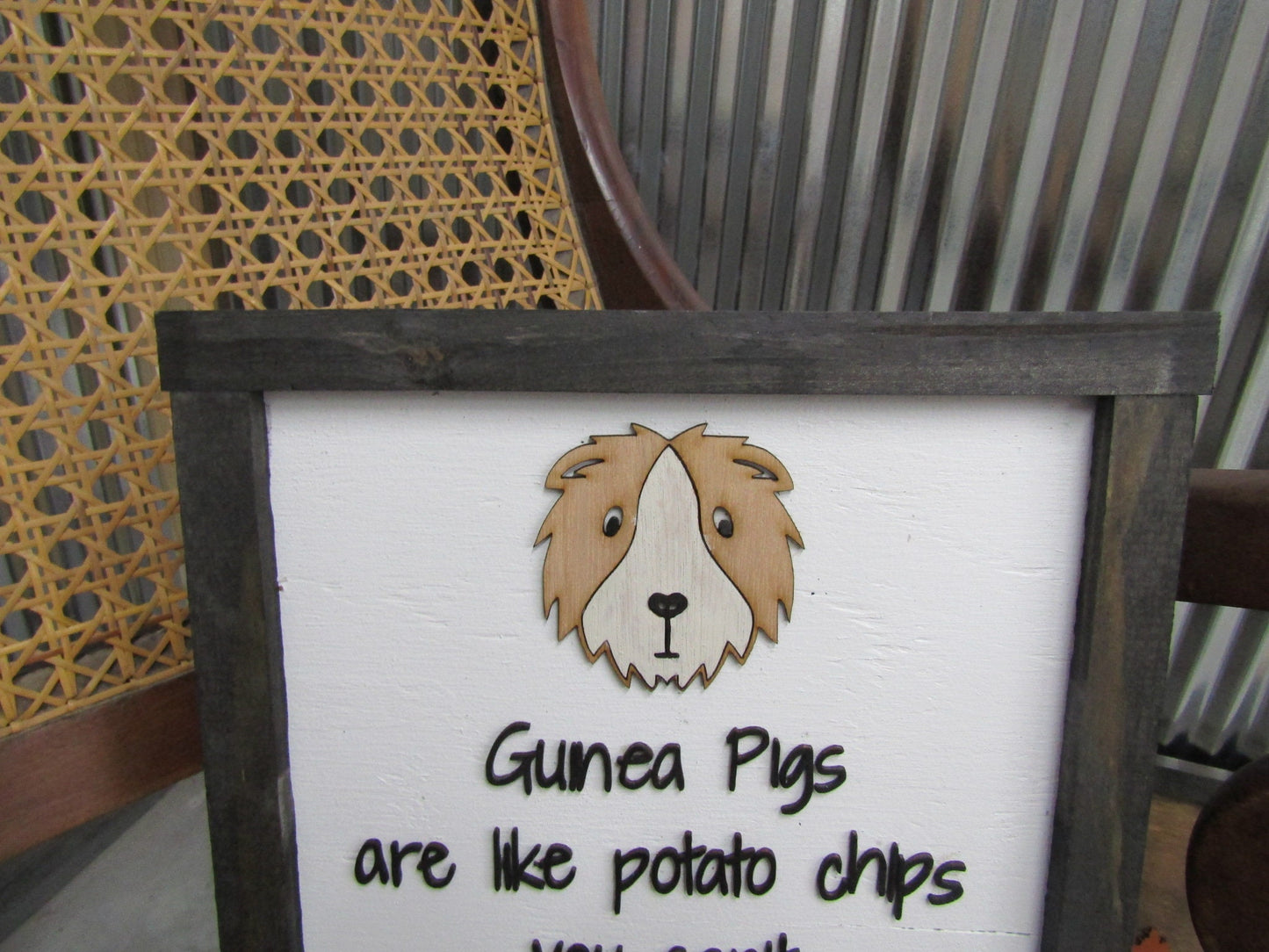 Guinea Pig Pet Owner Small Animals Cute Like Potato Chips Cant Have Just One Animal Lover Handmade Decor Wall Hanging Sign Wooden 3D Signage