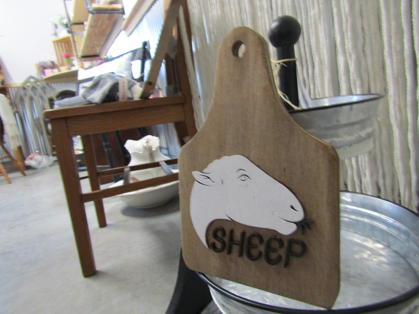 Sheep Farm Animal Wooden Ear Tag Teir Tray Decor Farmhouse Decor Wood Small Rustic Country Style Decoration Livestock Kitchen