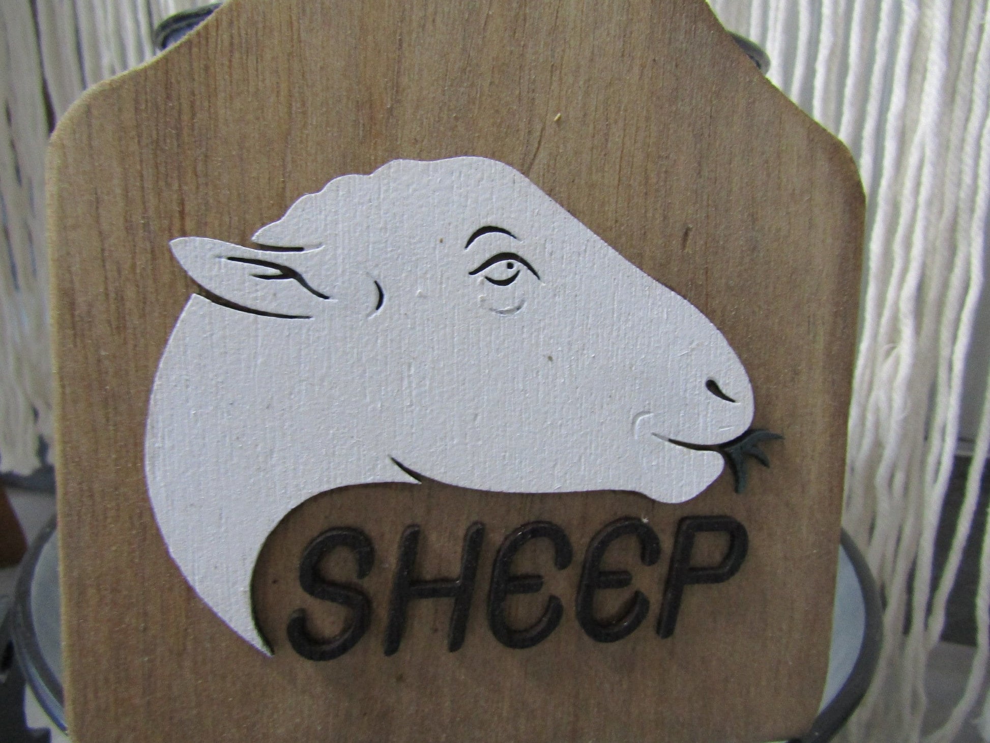 Sheep Farm Animal Wooden Ear Tag Teir Tray Decor Farmhouse Decor Wood Small Rustic Country Style Decoration Livestock Kitchen
