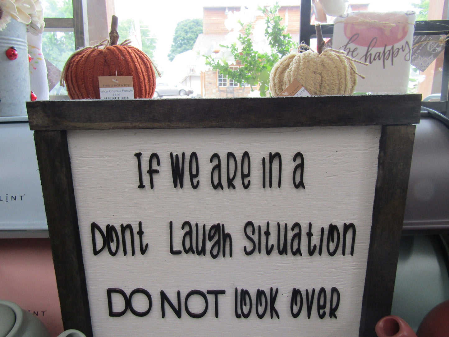 Cute Do Not Laugh Dont Look At Me Rustic Farmhouse Funny Saying Quote Handmade Decor Wooden 3D Raised Letters Situation Sarcastic Gift