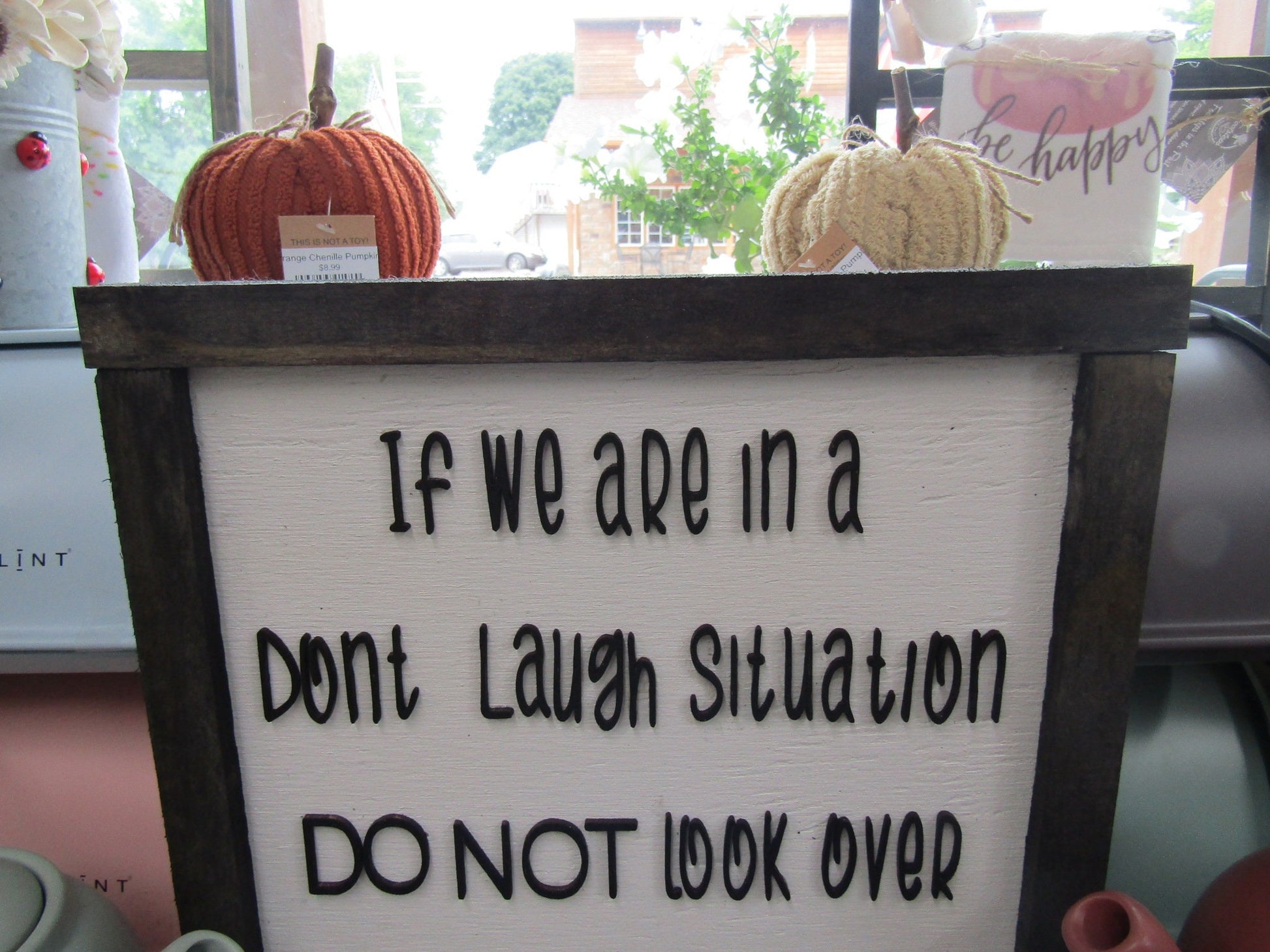 Cute Do Not Laugh Dont Look At Me Rustic Farmhouse Funny Saying Quote Handmade Decor Wooden 3D Raised Letters Situation Sarcastic Gift
