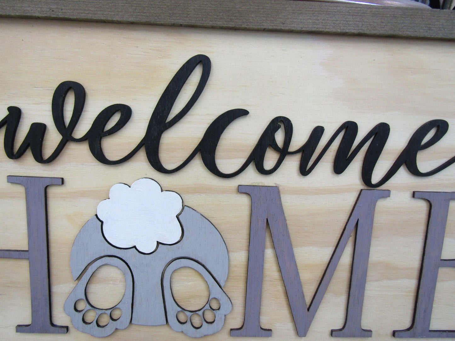 Easter Spring Welcome Home Bunny Butt Rabbit Feet Carrots Cute Decor Welcome Sign Greeting Farm Furry Friend Handmade 3D Wood Sign
