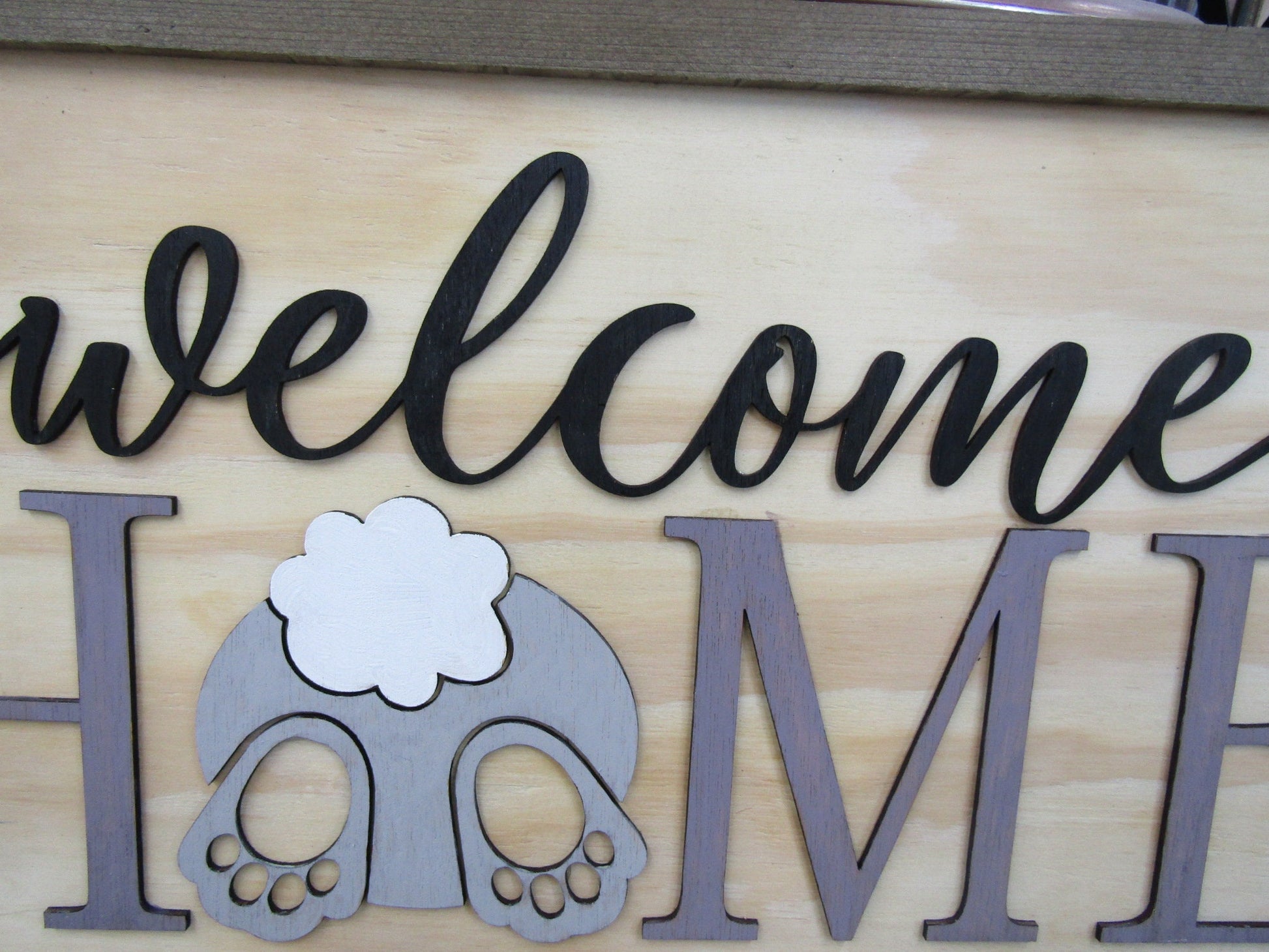 Easter Spring Welcome Home Bunny Butt Rabbit Feet Carrots Cute Decor Welcome Sign Greeting Farm Furry Friend Handmade 3D Wood Sign