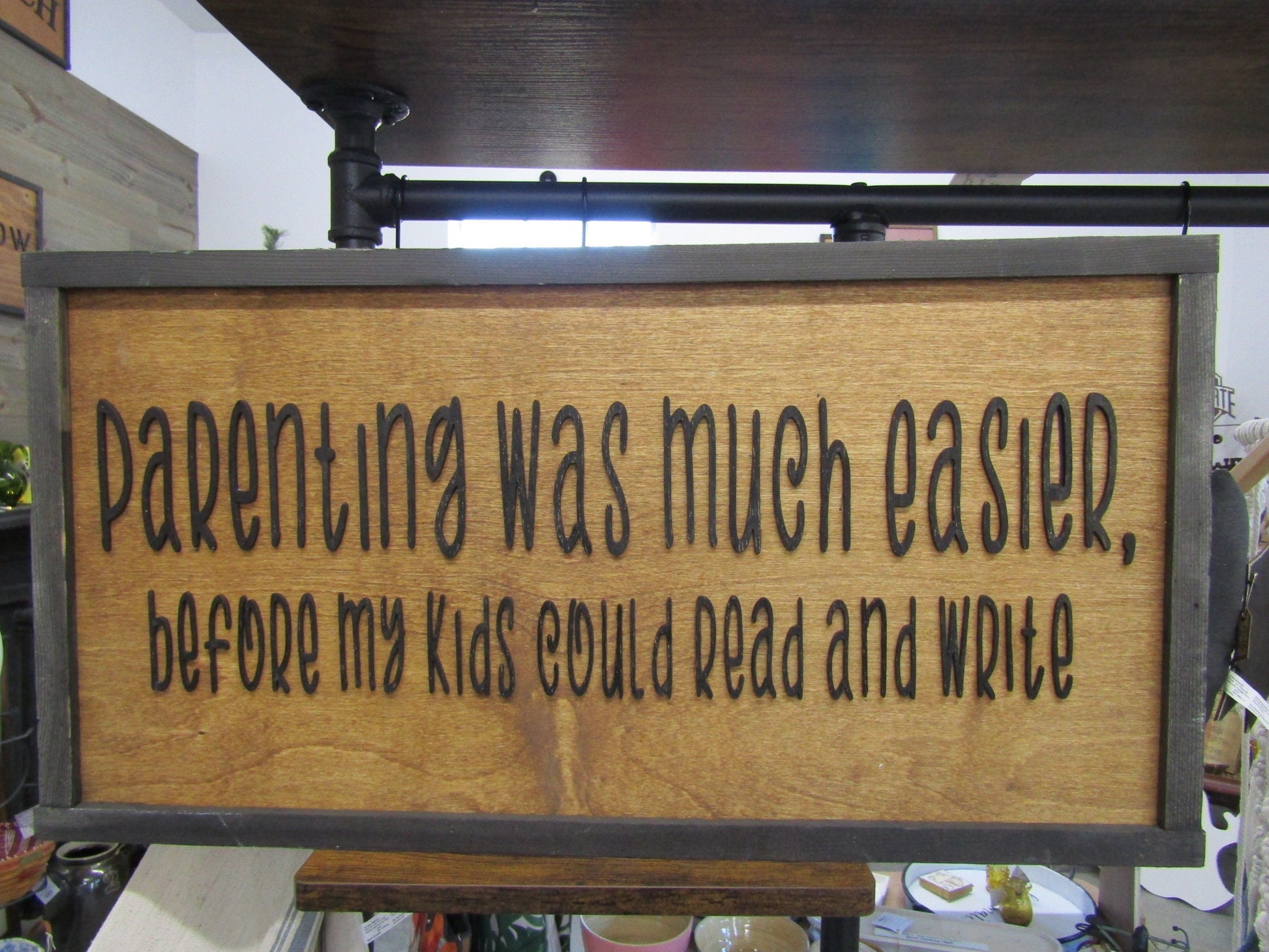 Parenting Funny Easy Parenting Relatable Home Decor Wooden Handmade Sign 3D Kids Parenting was Easier Before Kids could Read Teenager