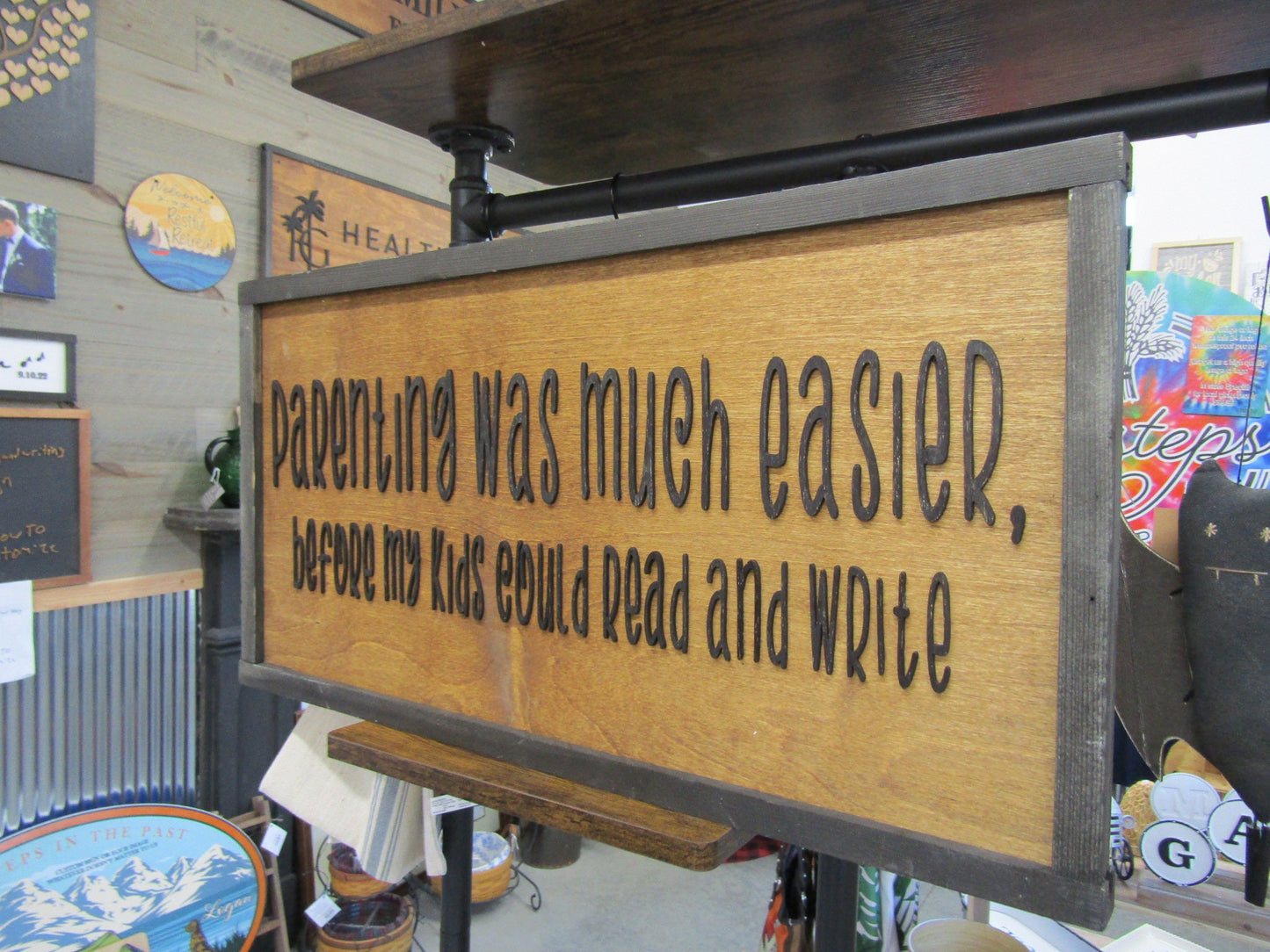 Parenting Funny Easy Parenting Relatable Home Decor Wooden Handmade Sign 3D Kids Parenting was Easier Before Kids could Read Teenager