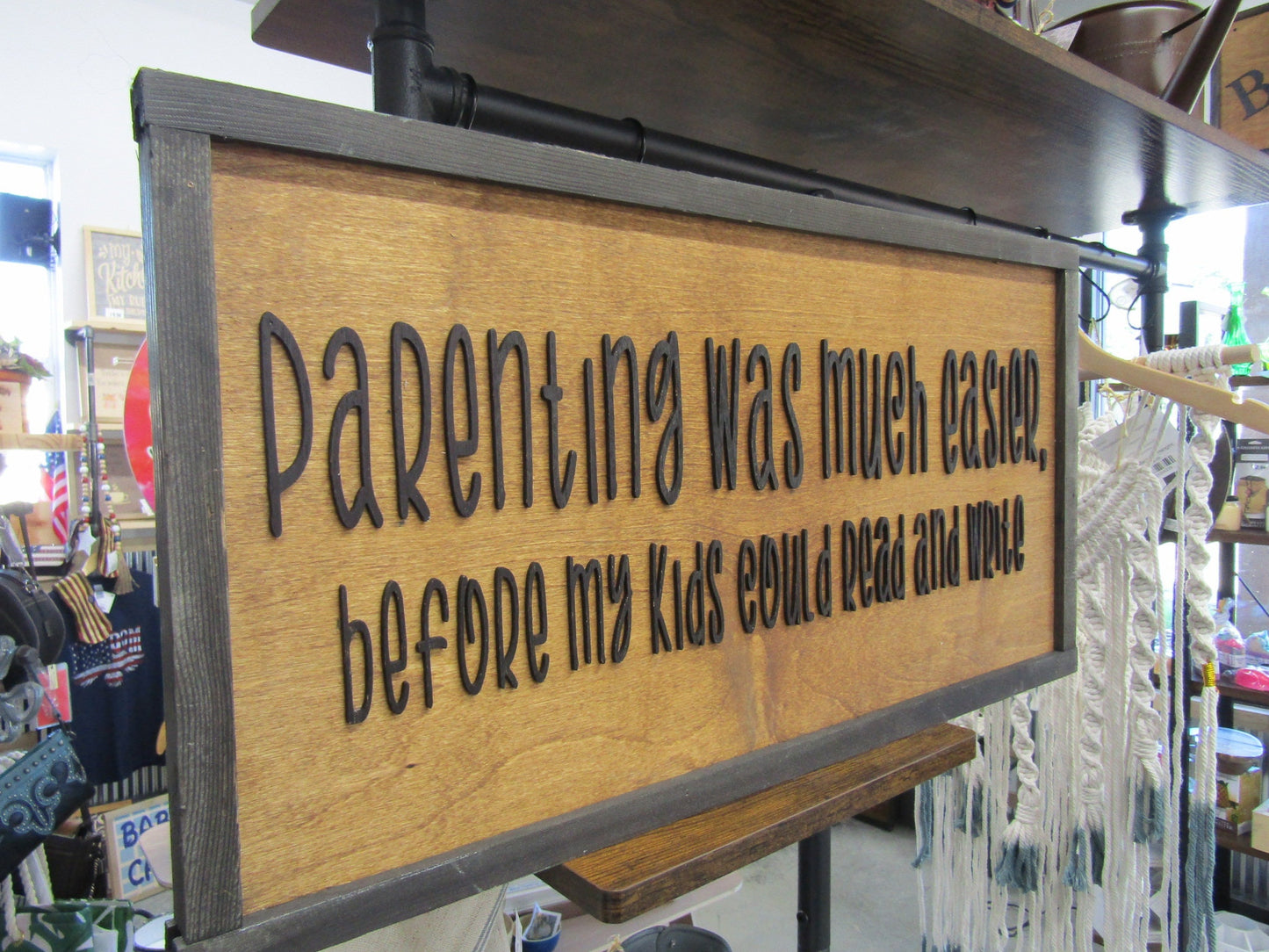 Parenting Funny Easy Parenting Relatable Home Decor Wooden Handmade Sign 3D Kids Parenting was Easier Before Kids could Read Teenager