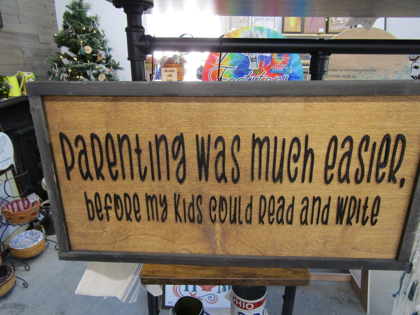 Parenting Funny Easy Parenting Relatable Home Decor Wooden Handmade Sign 3D Kids Parenting was Easier Before Kids could Read Teenager