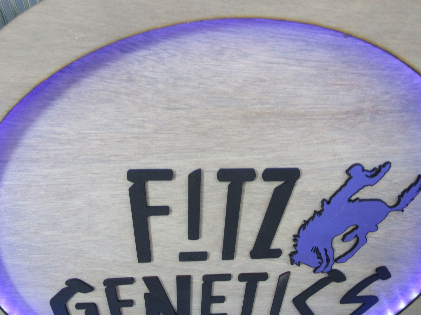 Custom Wood Lit Commercial Business Sign Cattle Genetics Livestock Horse Cowboy Logo LED Entrance Light Remote Electric Light Up Wood Wooden