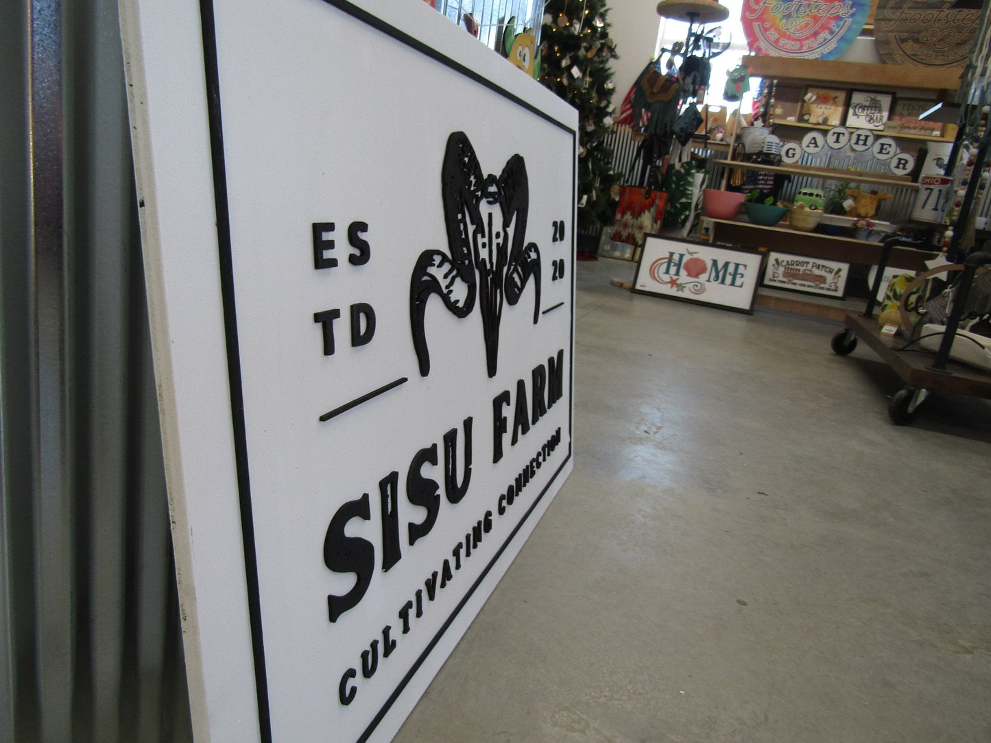 Custom Wooden Sign Ram Farm Sign Commerical Signage Your Logo Skull Western Handmade Business Sign 3D Livestock Rectangle Laser Cut Raised