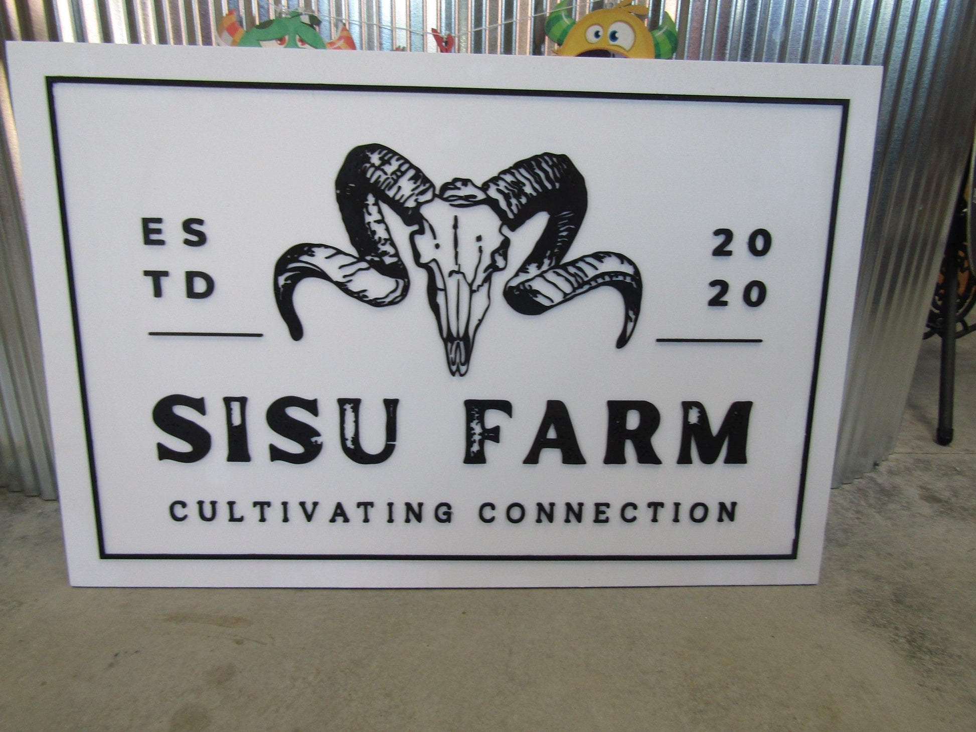 Custom Wooden Sign Ram Farm Sign Commerical Signage Your Logo Skull Western Handmade Business Sign 3D Livestock Rectangle Laser Cut Raised