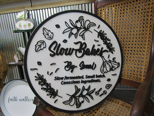 Custom Wood Sign Bakery Cut Out Round Sign Herbs Spices Small Batch Oven Sign Small Business Commerical Signage Personalized Logo Handmade
