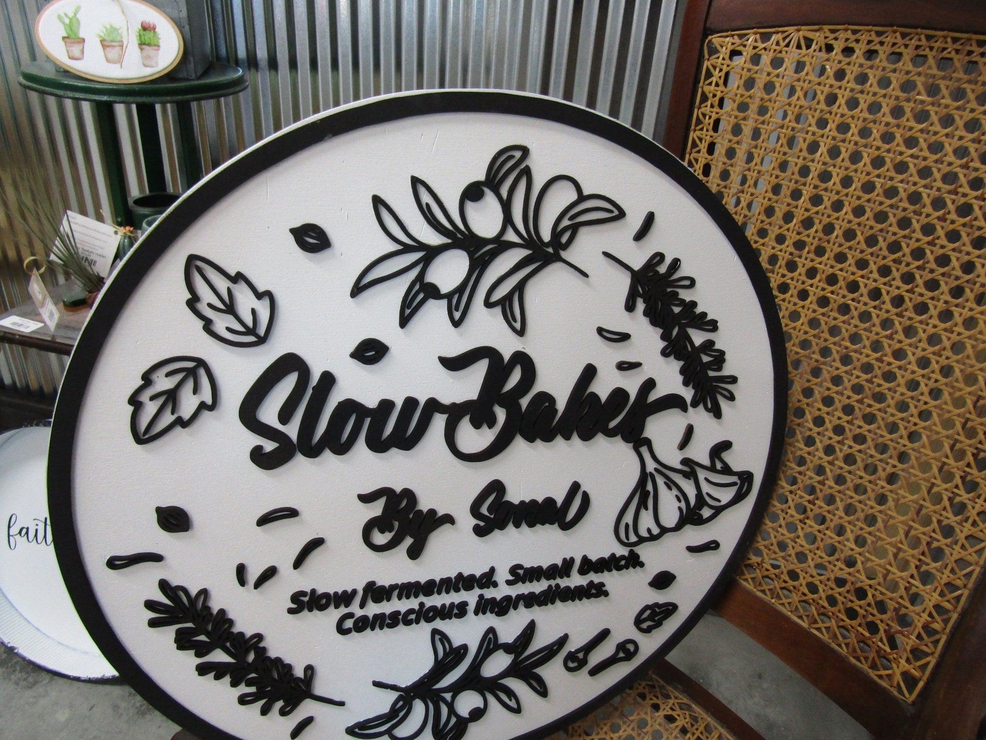 Custom Wood Sign Bakery Cut Out Round Sign Herbs Spices Small Batch Oven Sign Small Business Commerical Signage Personalized Logo Handmade