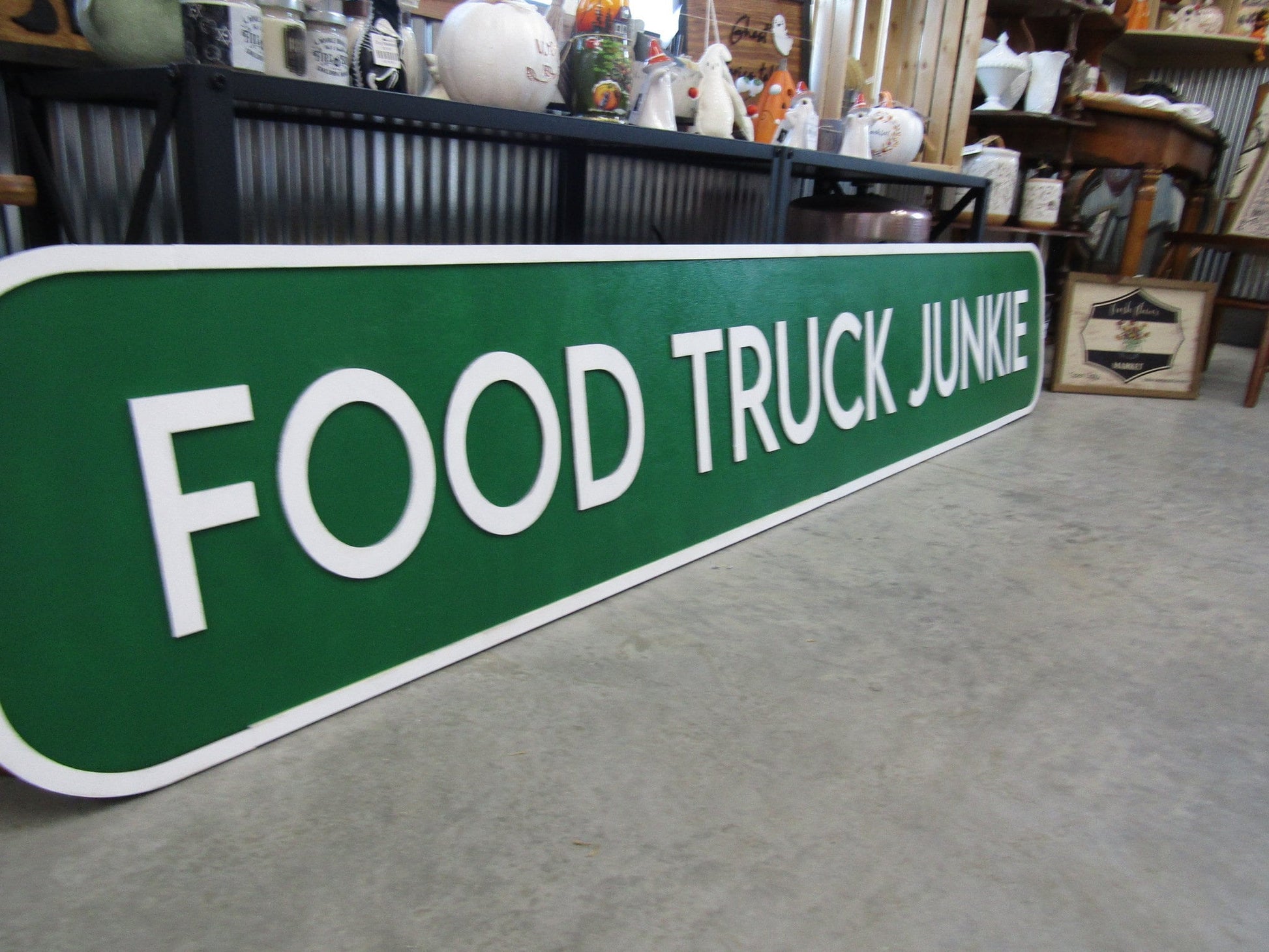 Custom Wood Handmade Sign Food Truck Signage Commerical Food Handmade Green Personalized Grill Outdoor Eating Festival On The Go 3D Large