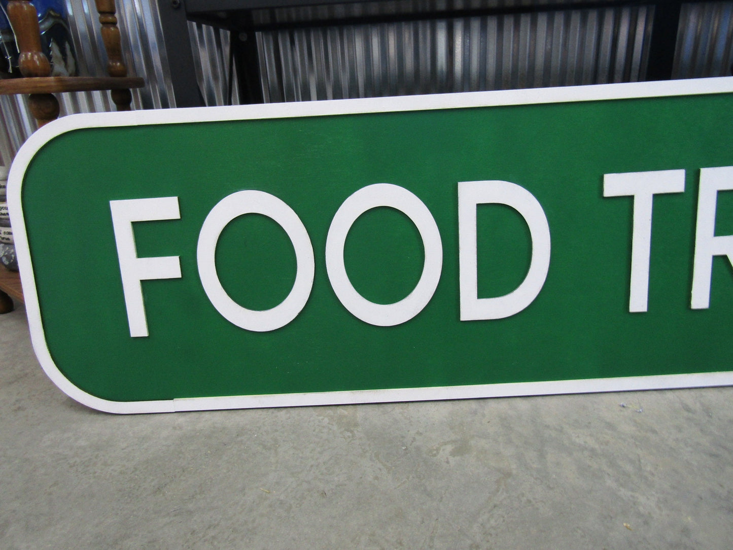 Custom Wood Handmade Sign Food Truck Signage Commerical Food Handmade Green Personalized Grill Outdoor Eating Festival On The Go 3D Large