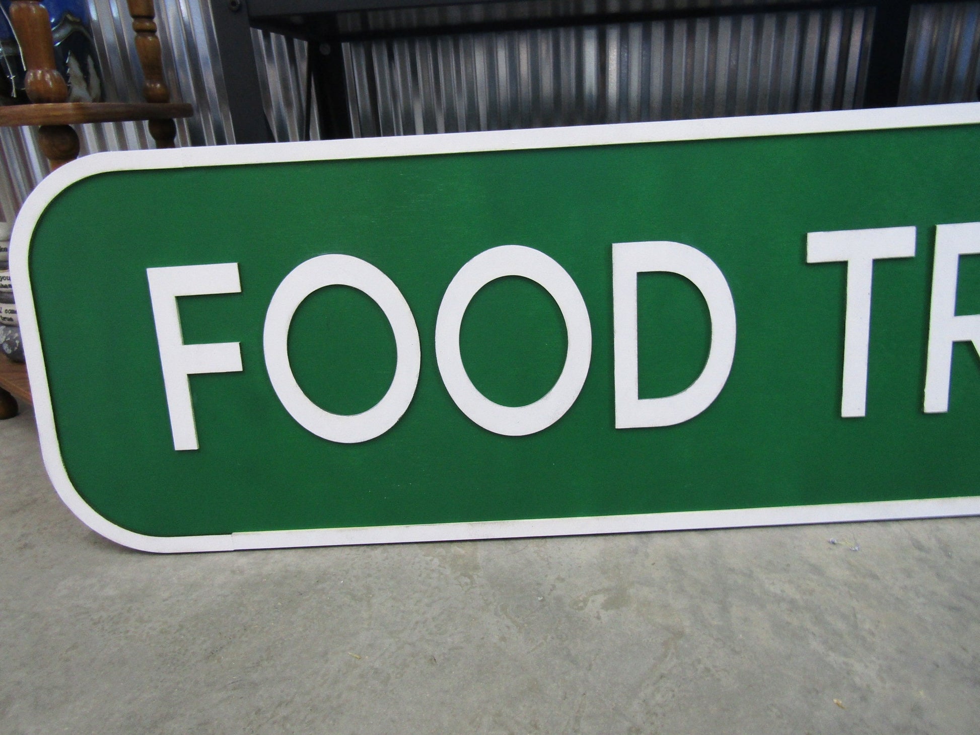 Custom Wood Handmade Sign Food Truck Signage Commerical Food Handmade Green Personalized Grill Outdoor Eating Festival On The Go 3D Large