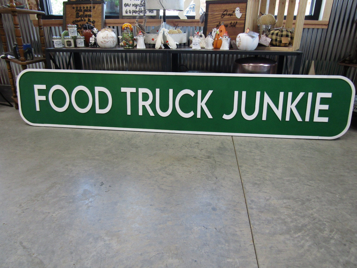 Custom Wood Handmade Sign Food Truck Signage Commerical Food Handmade Green Personalized Grill Outdoor Eating Festival On The Go 3D Large