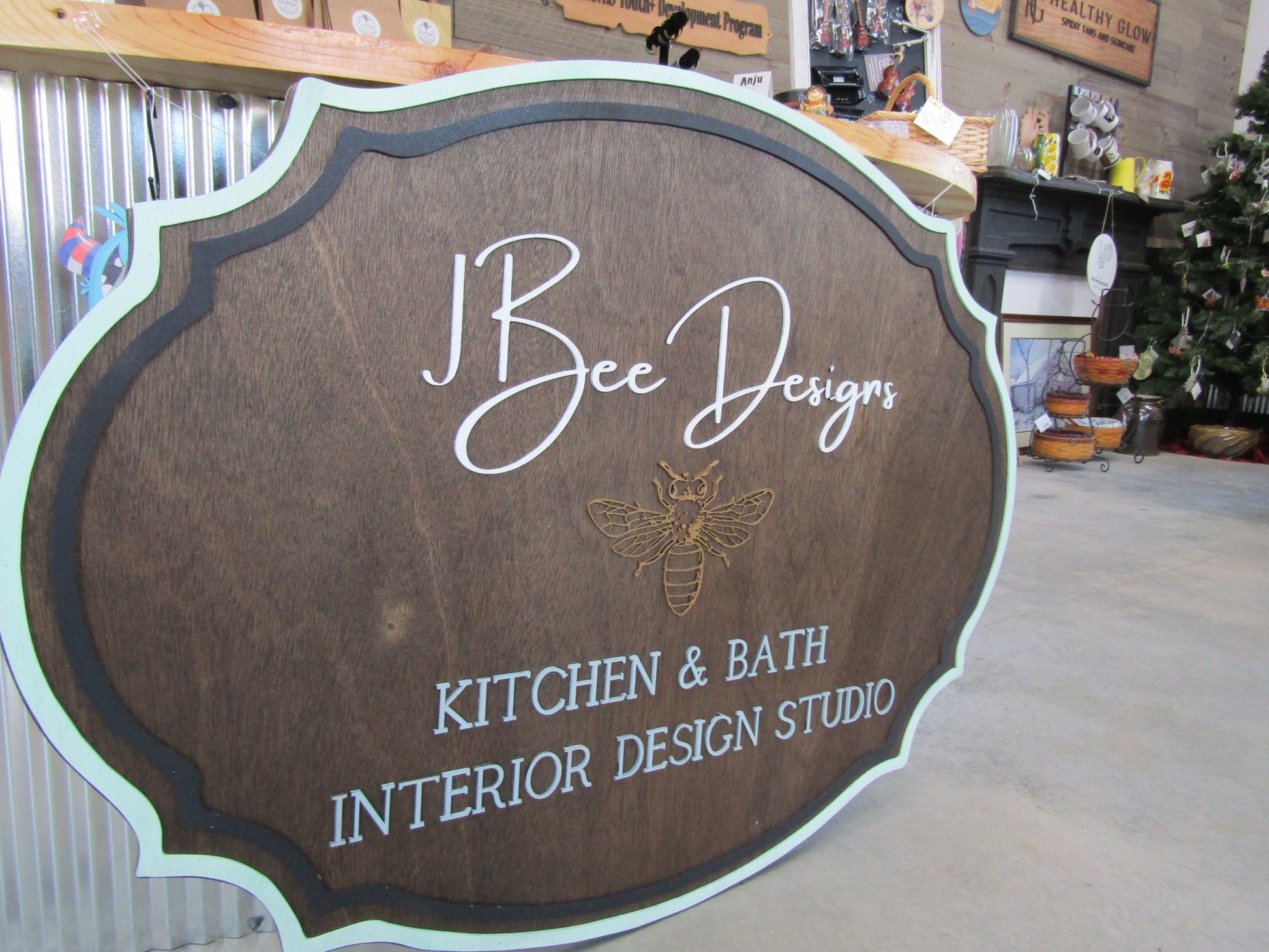Custom Interior Design Wood Sign Commerical Signage Kitchen and Bath Business Outdoor Entrance Sign Personalized Large Handmade Logo Oval