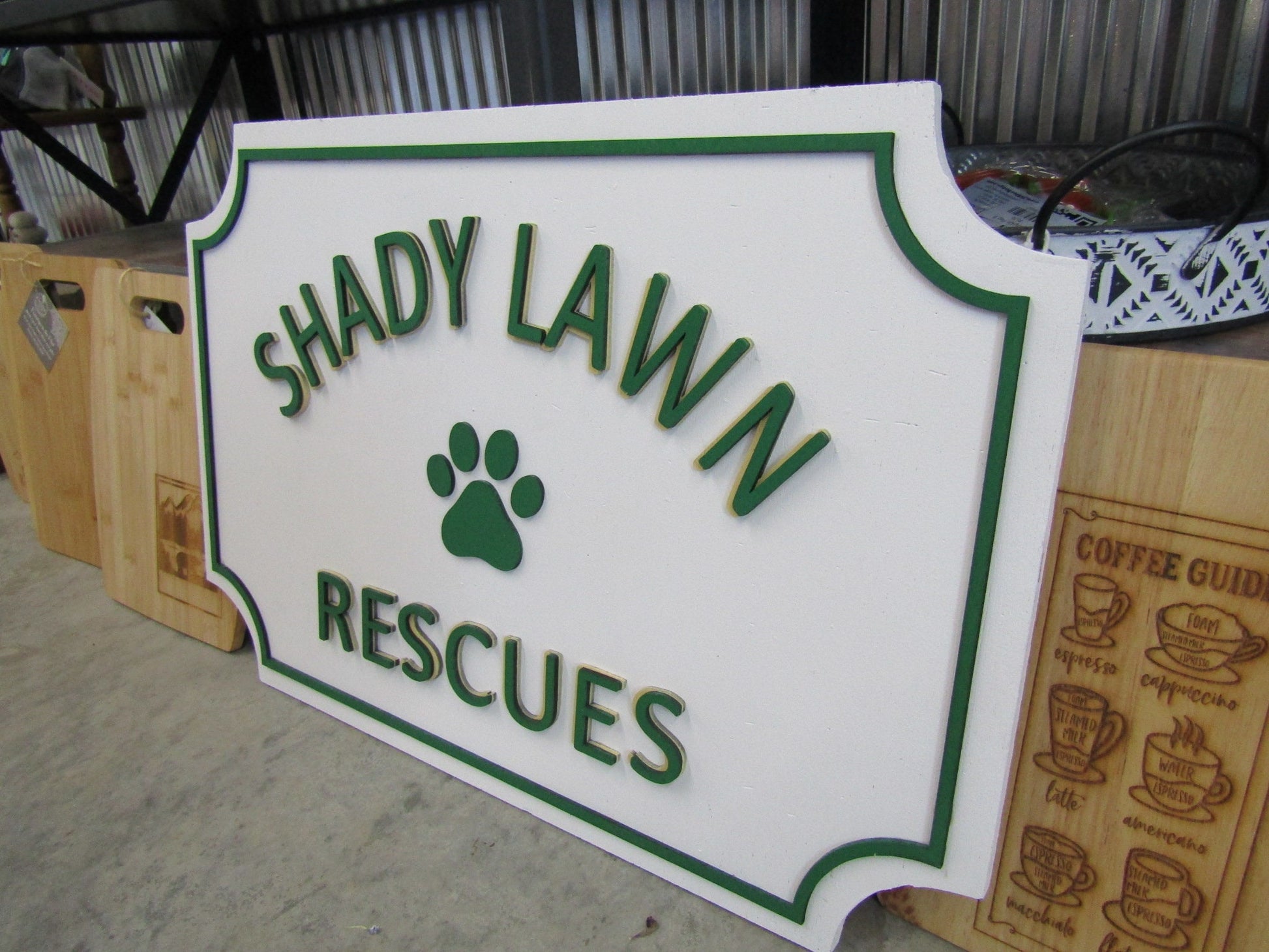 Custom Wooden Sign Animal Rescue Entrance Commerical Signage Paw Print Your Logo Business Name Personalized Raised 3D Letters Handmade