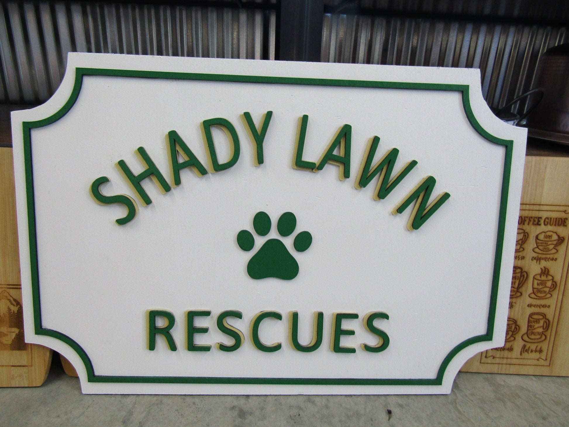Custom Wooden Sign Animal Rescue Entrance Commerical Signage Paw Print Your Logo Business Name Personalized Raised 3D Letters Handmade