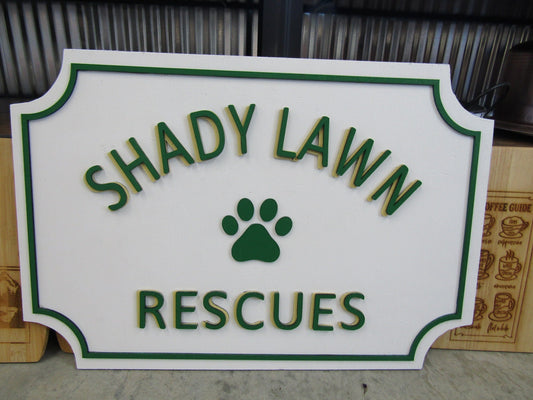 Custom Wooden Sign Animal Rescue Entrance Commerical Signage Paw Print Your Logo Business Name Personalized Raised 3D Letters Handmade