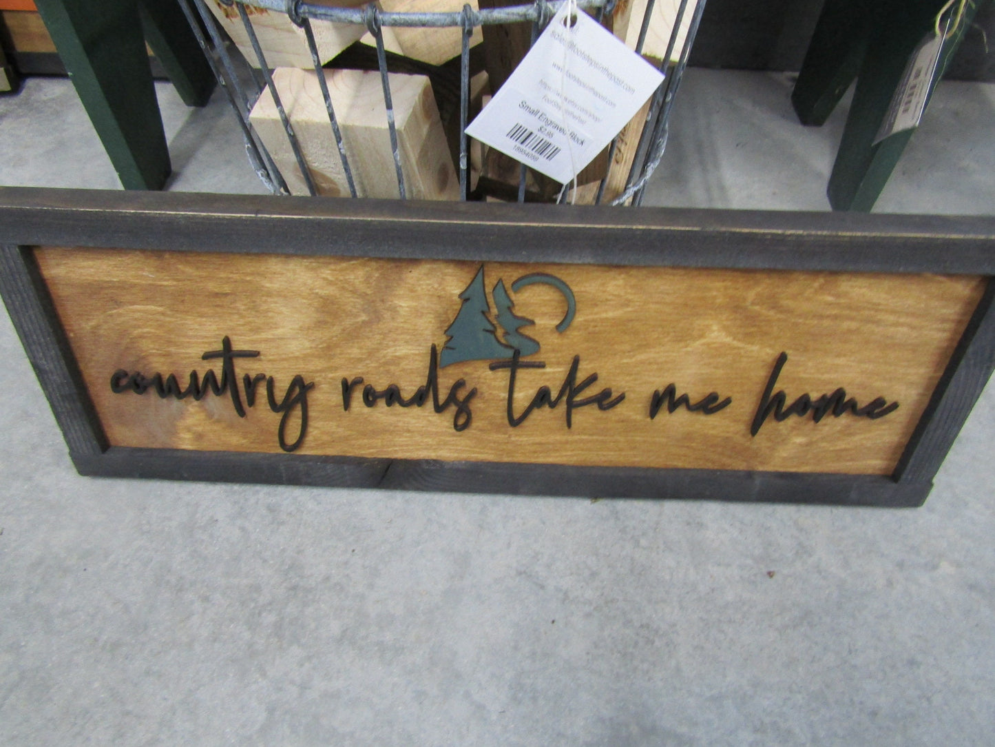 Rustic Primitive Country Roads Take Me Home Music Country Living Farmhouse Camp Home Decor Wall Hanging Cute Pine Moon Land Handmade 3D Sign