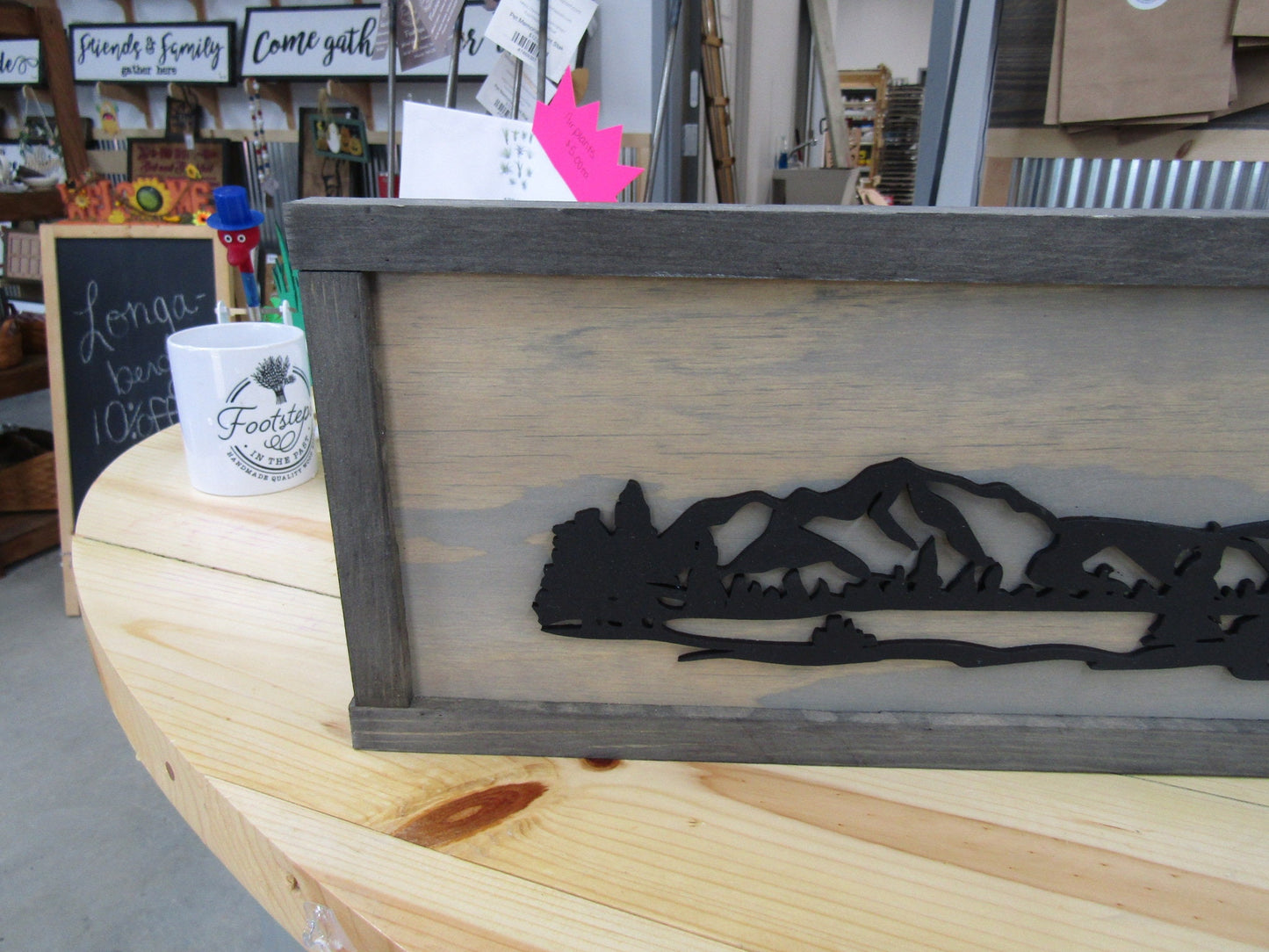 Beautiful handmade 3D laser cut sign for cabin, lake, house, rental property, Home decor, vacation home, campsite, ranch, etc. Perfect for a gift for Christmas, birthday, anniversary Hang it above the couch Mountain, River, Pine Tree, large, signage.